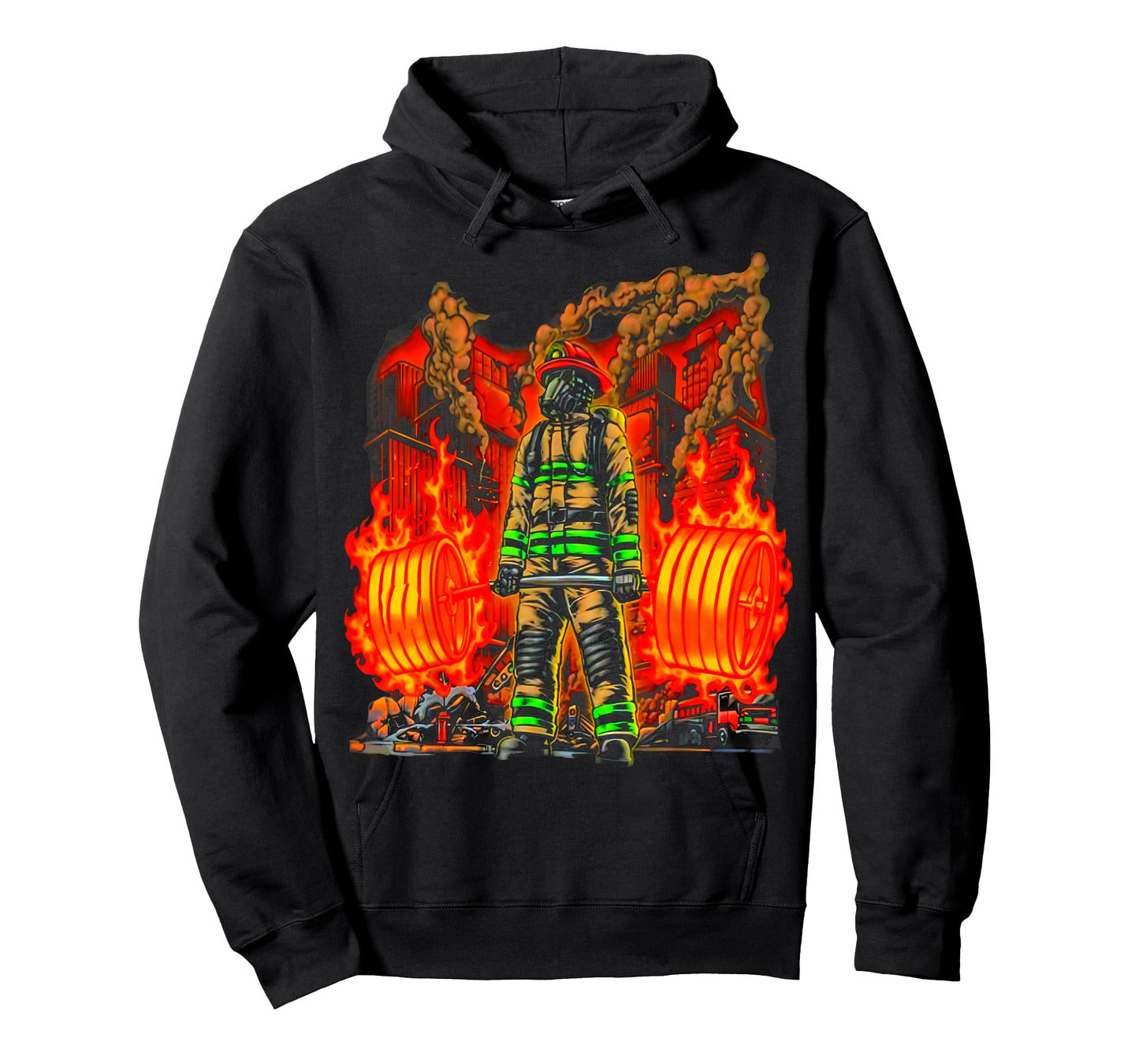 Firefighter Deadlifting Workout Bodybuilding Fitness Muscle T-Shirt