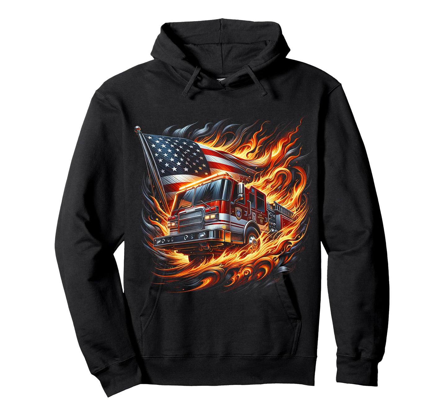 Firefighter Patriotic Fire Truck Fireman American Flag T-Shirt
