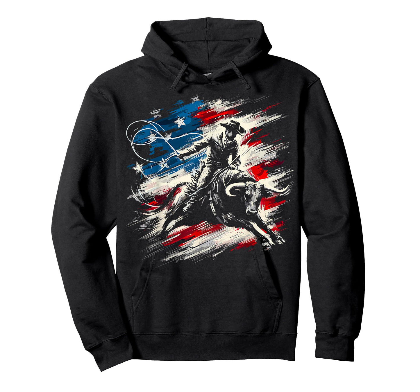 Rodeo Cowboy Bull Riding American Flag Western T-Shirt