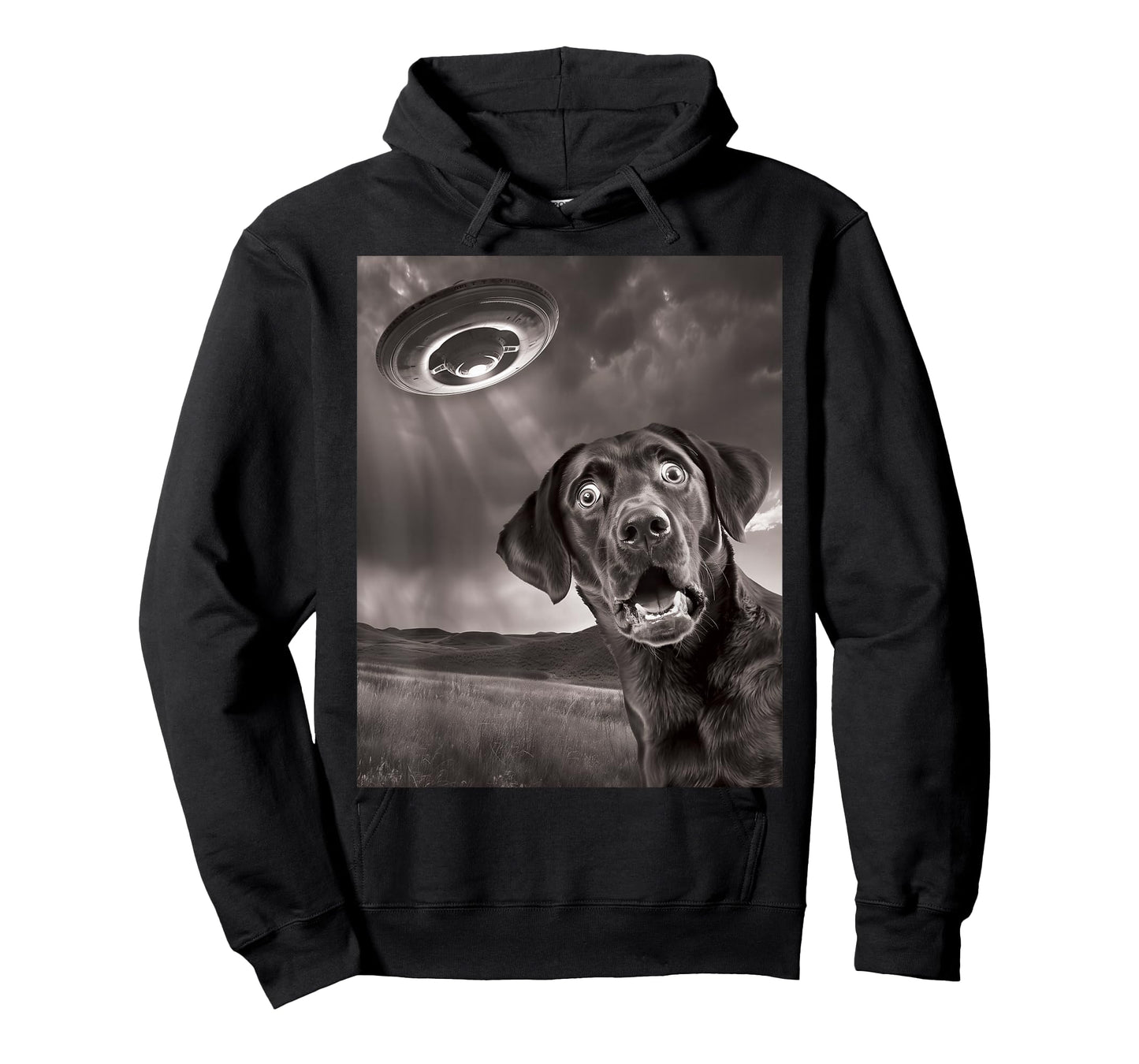 Funny Dog Black Lab Labrador Retriever UFO Selfie T-Shirt