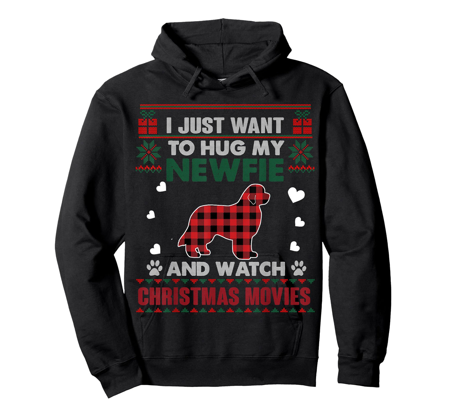 Newfie Dog Owner Christmas Movies Pajama Xmas Ugly Sweater T-Shirt for Men Women Kids