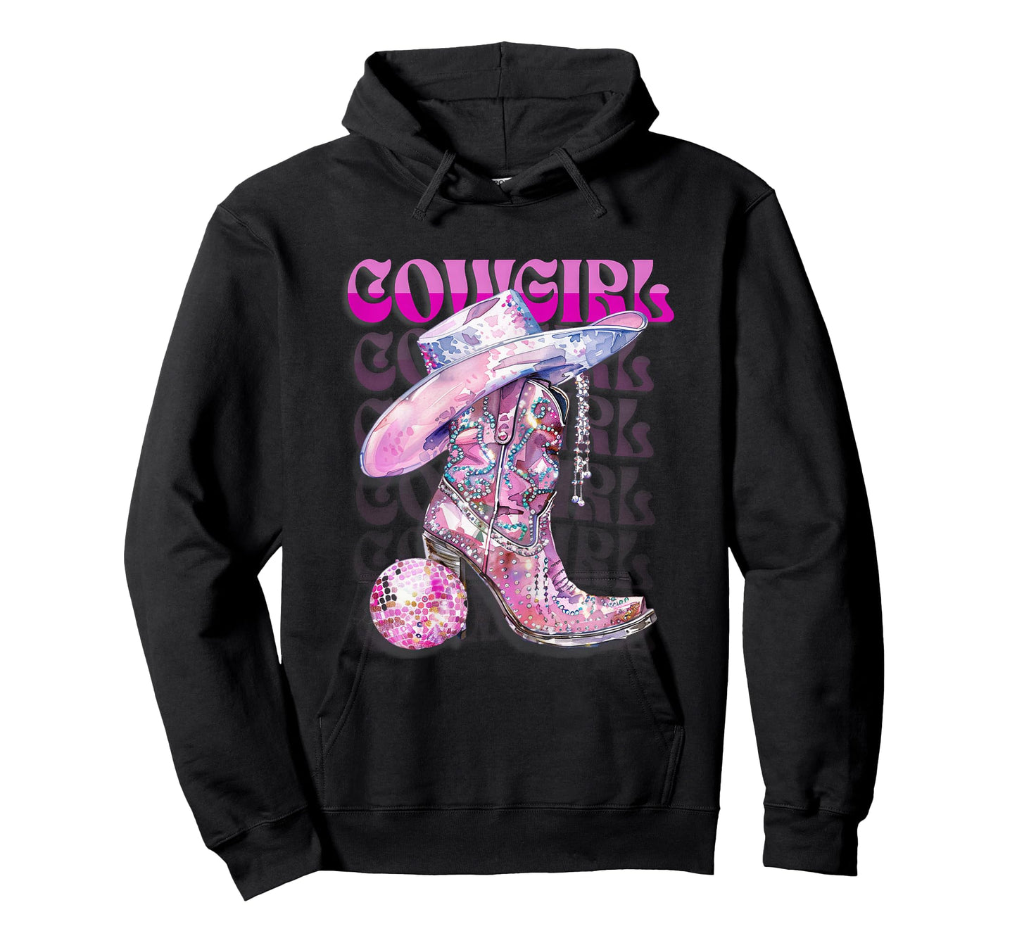 Pink Cowgirl Boots Disco Western Country Cow Girl Coastal T-Shirt