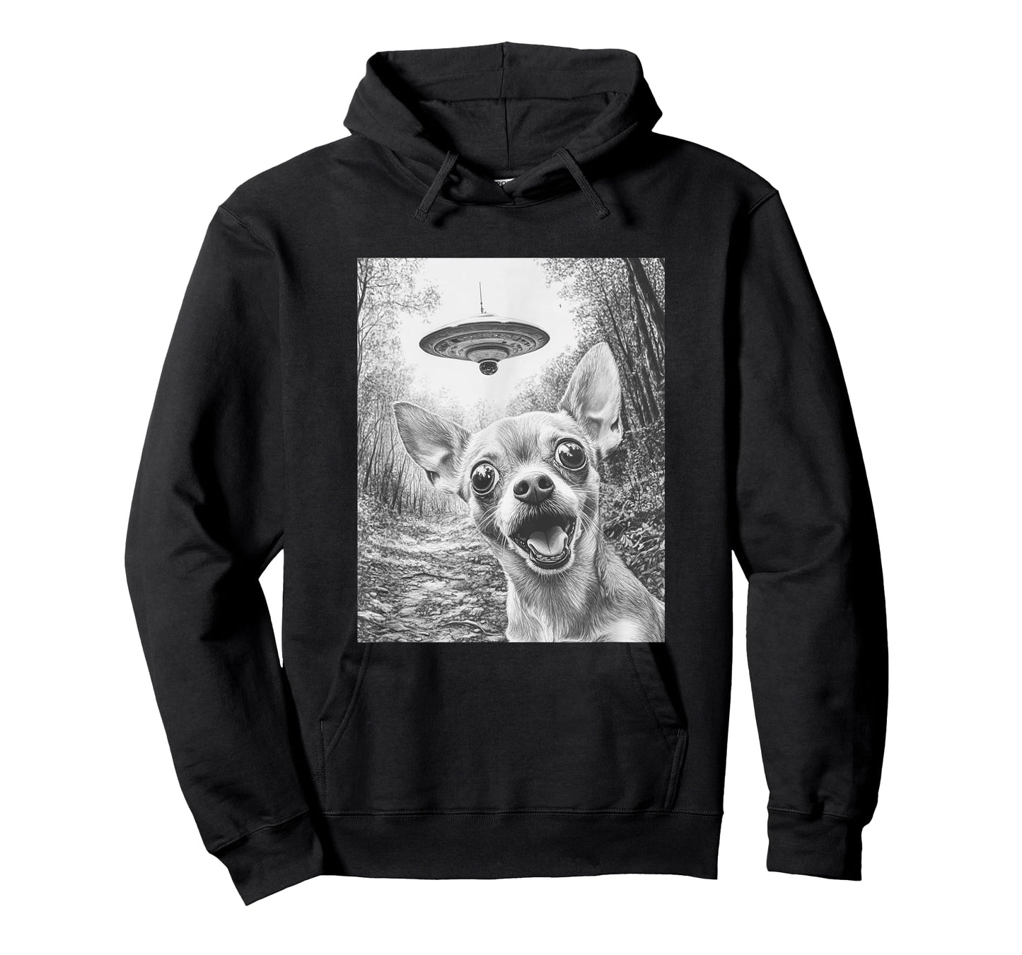 Funny Alien Chihuahua Selfie with UFO T-Shirt