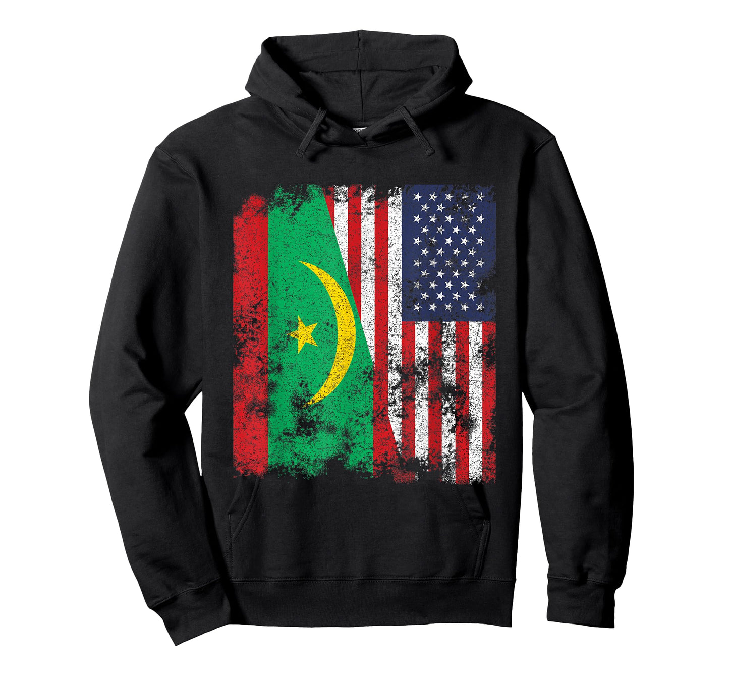 Mauritania USA Flag Distressed - Half American Women Kids Men T-Shirt