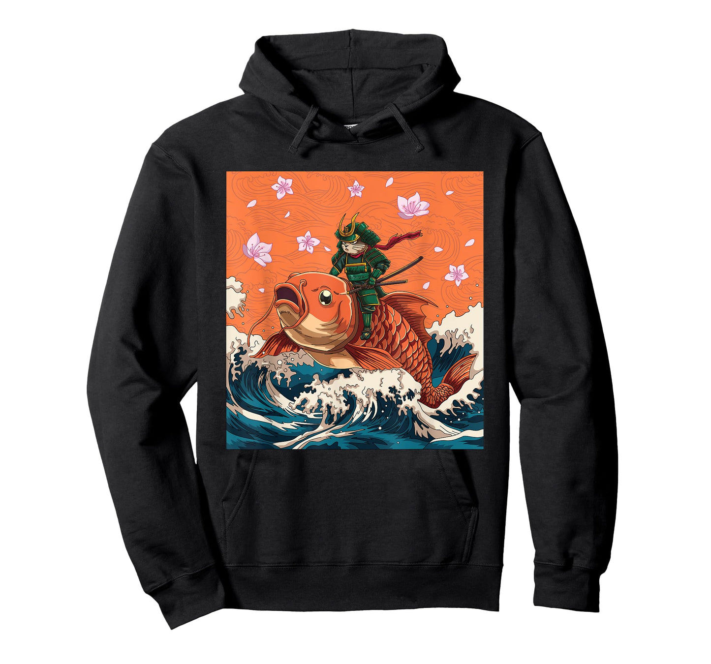 Vintage Japanese Samurai Neko Cat & Koi Fish | Ukiyo-e Style Men Women T-Shirt