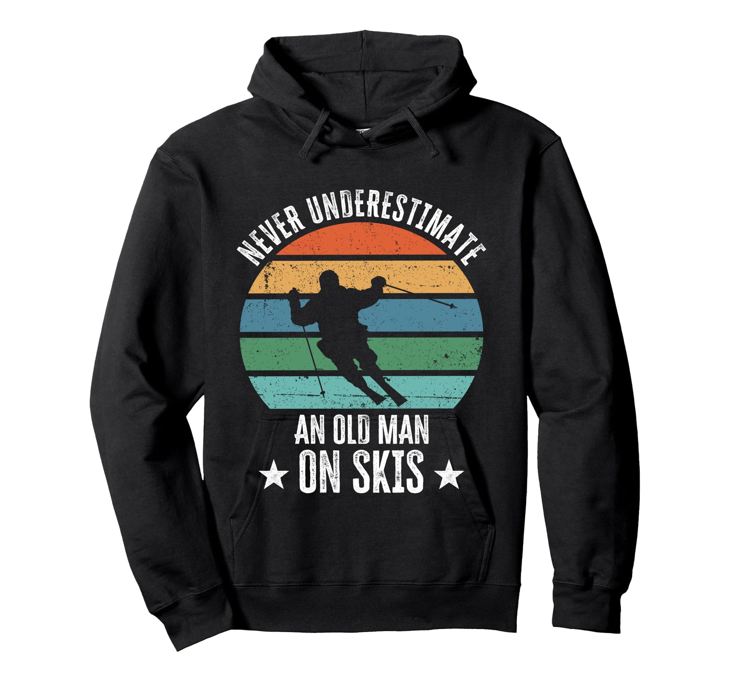 Never Underestimate An Old Man On Skis Funny Skier Gift Long Sleeve T-Shirt