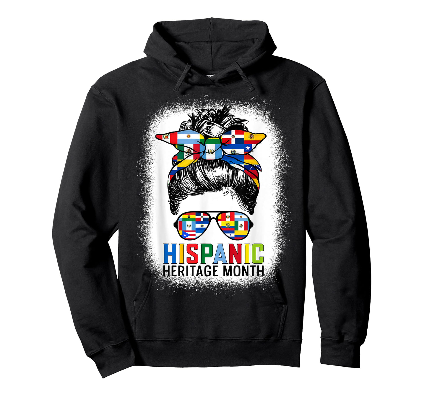 Hispanic Heritage Month Flags - Messy Bun Hispanic Women T-Shirt