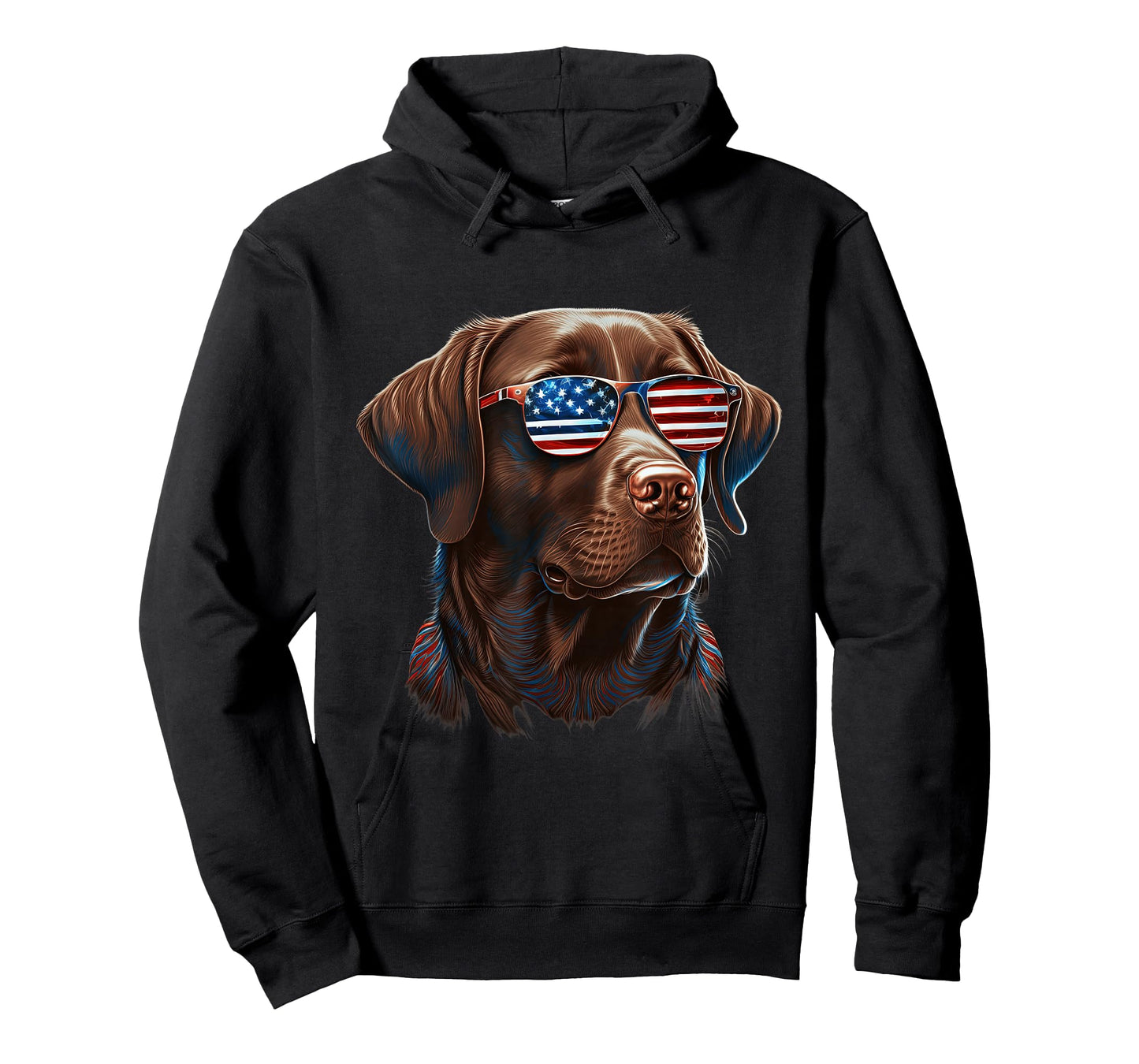 Chocolate Labrador With USA Sunglasses On T-Shirt