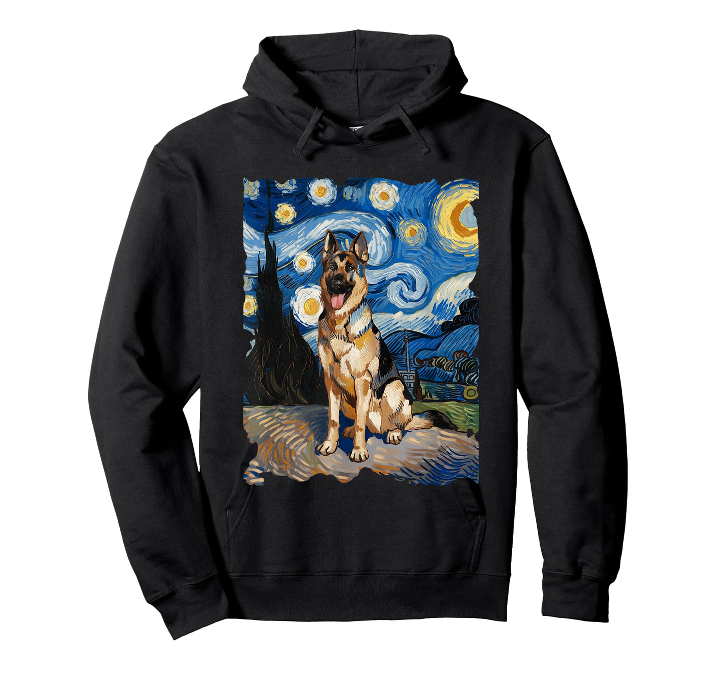 German Shepherd Starry Night - Funny Van Gogh Painting Dog T-Shirt