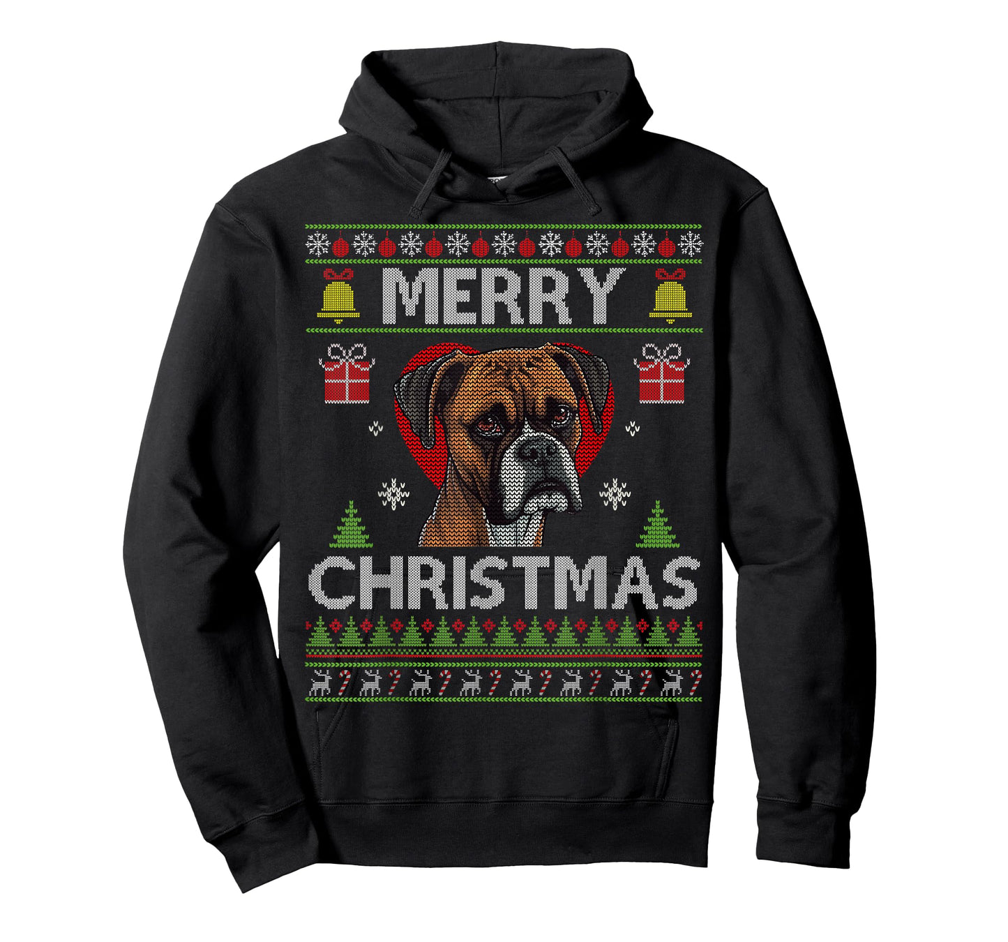 Merry Christmas Boxer Dog Ugly Sweater Funny T-Shirt