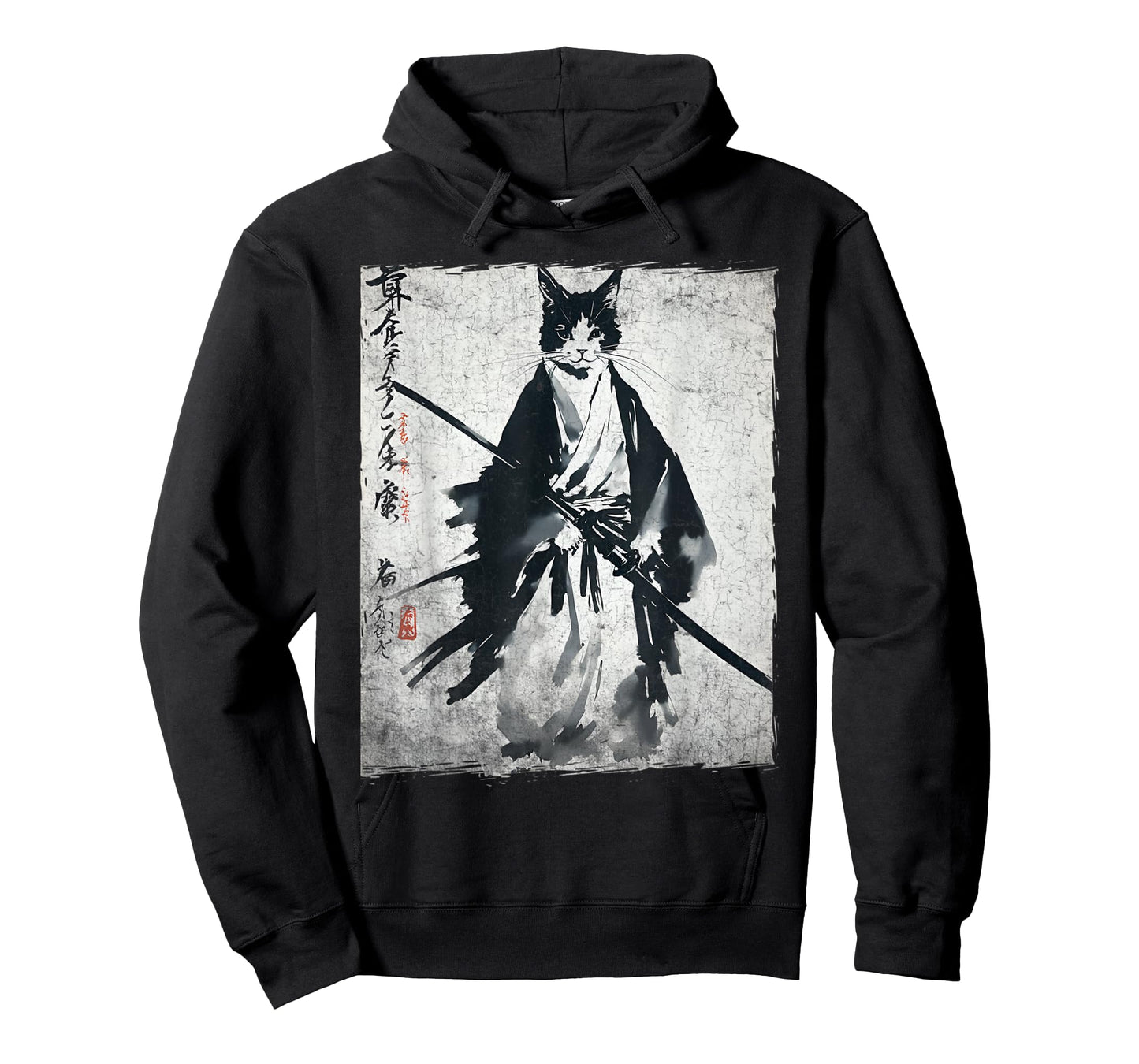 Samurai Cat Ukiyo-e Warrior Art Vintage Ninja Cat Graphic T-Shirt