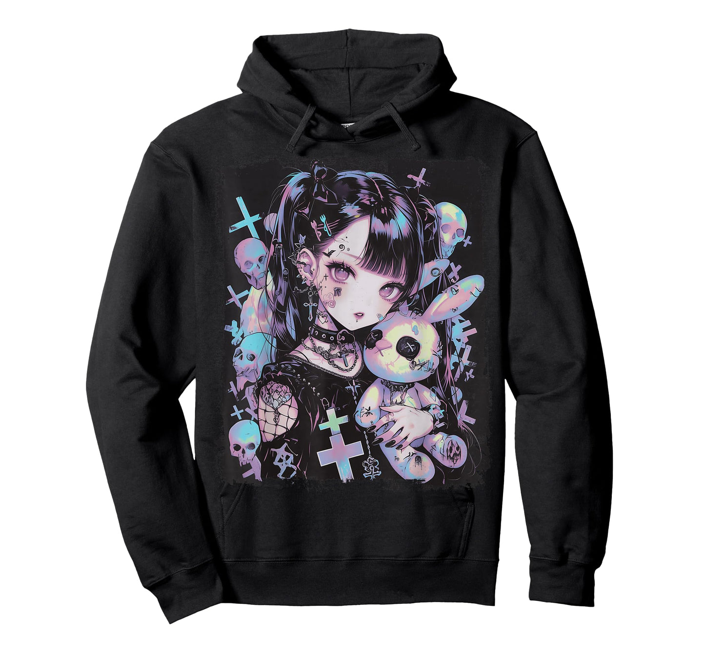 Anime Girl Goth Bunny Cute E-Girl Gothic Outfit Grunge T-Shirt