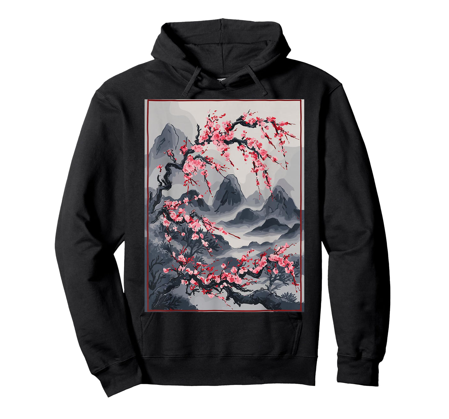 Vintage Cherry Blossom Landscape - Japanese Graphical Art T-Shirt