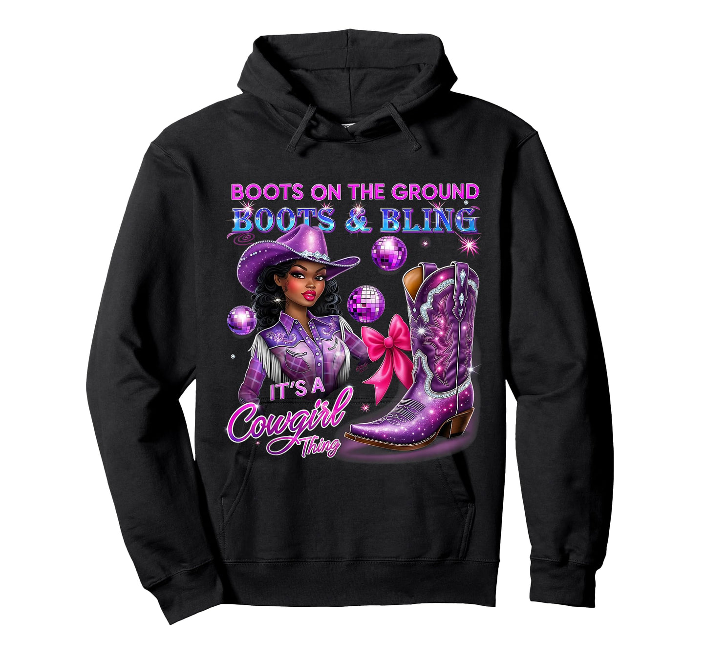 Western Boots Bling Black Melanin Trendy Cowgirl Thing T-Shirt