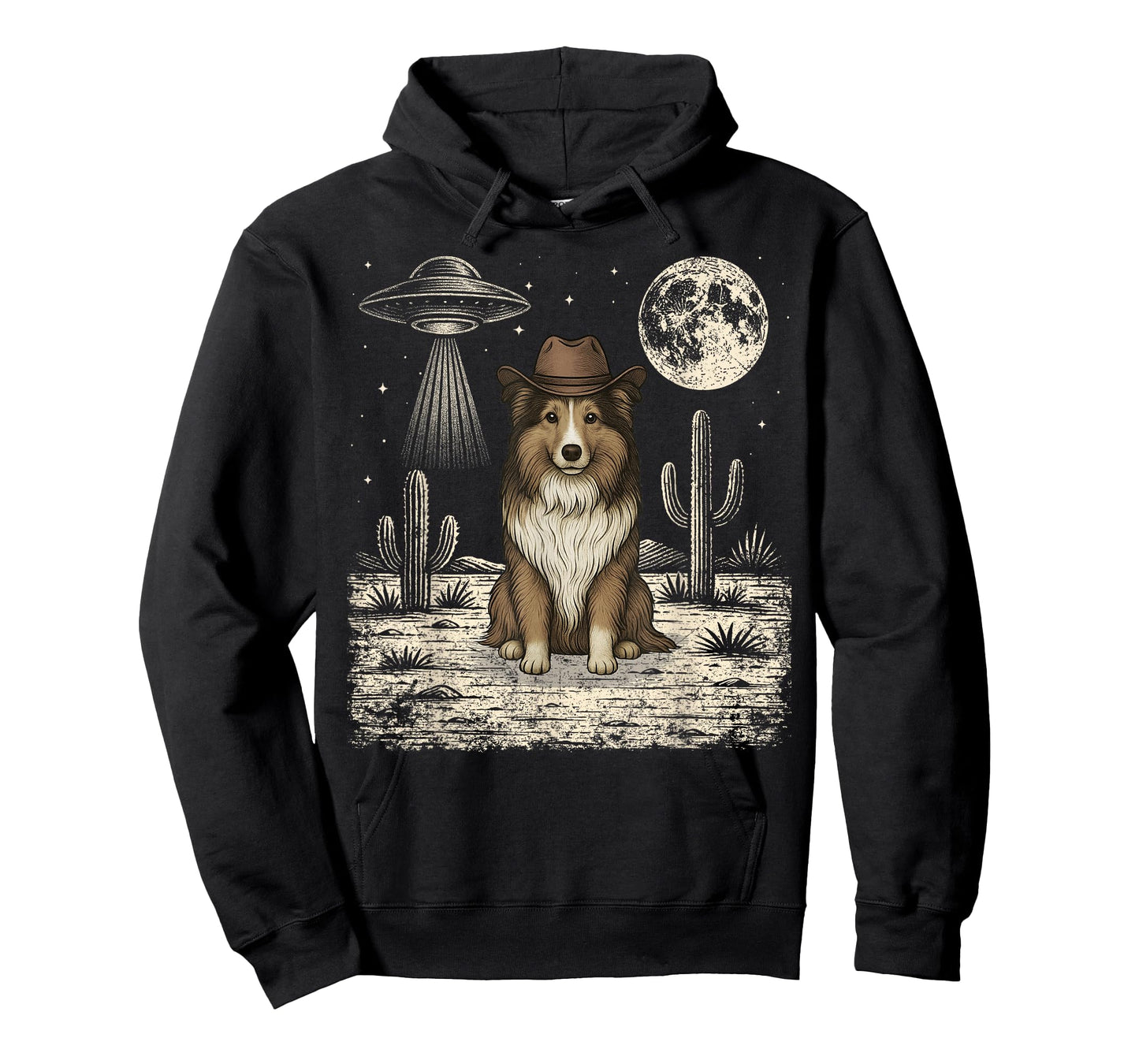 Funny Shetland Sheepdog Cowboy Western Dog UFO T-Shirt