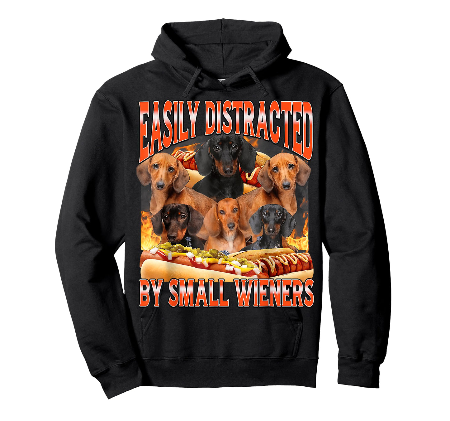 Easily Distracted By Small Wieners Funny Offensive Dachshund T-Shirt