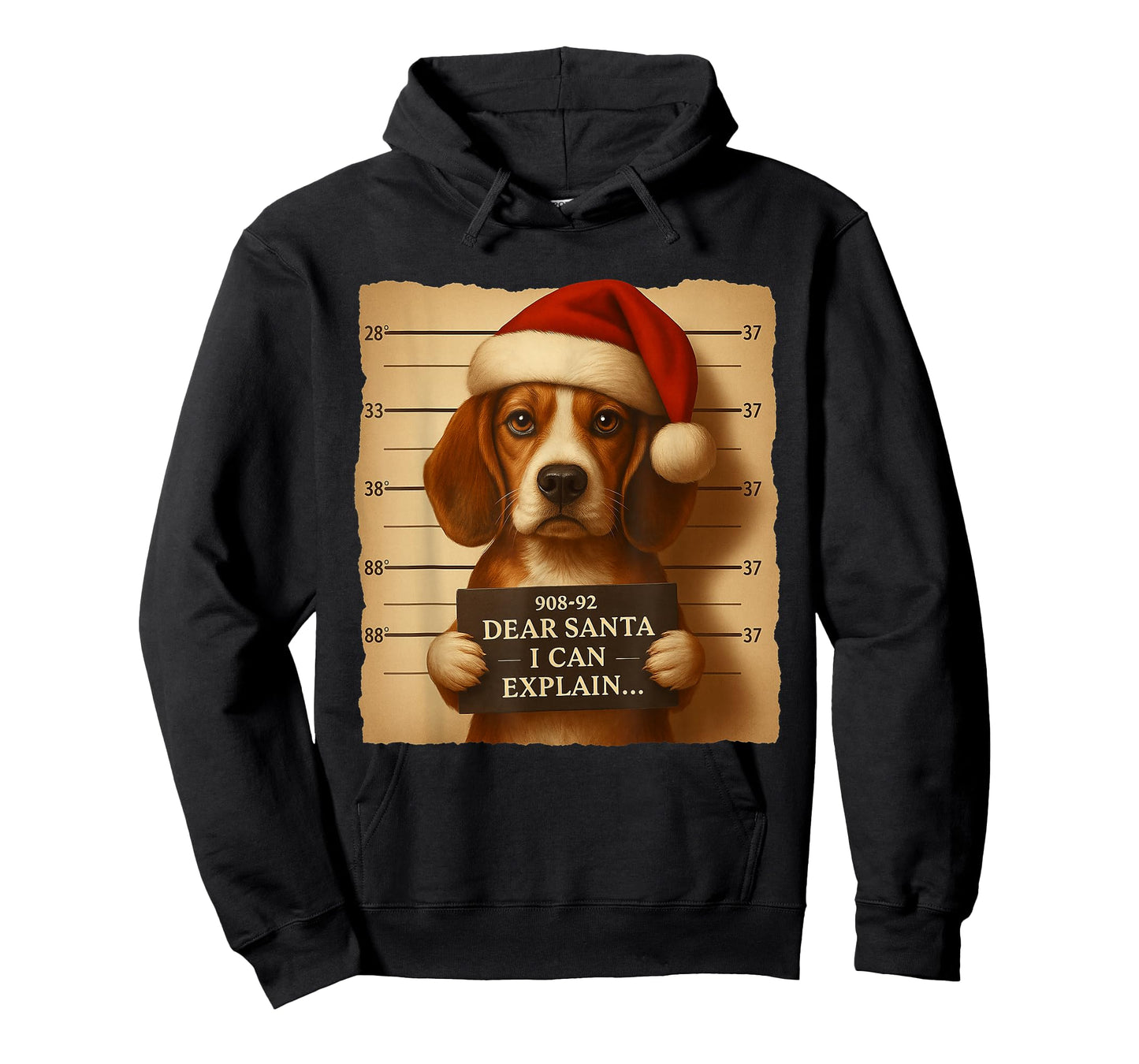 Funny Christmas Dog - Cute Beagle Santa Hat Tee T-Shirt
