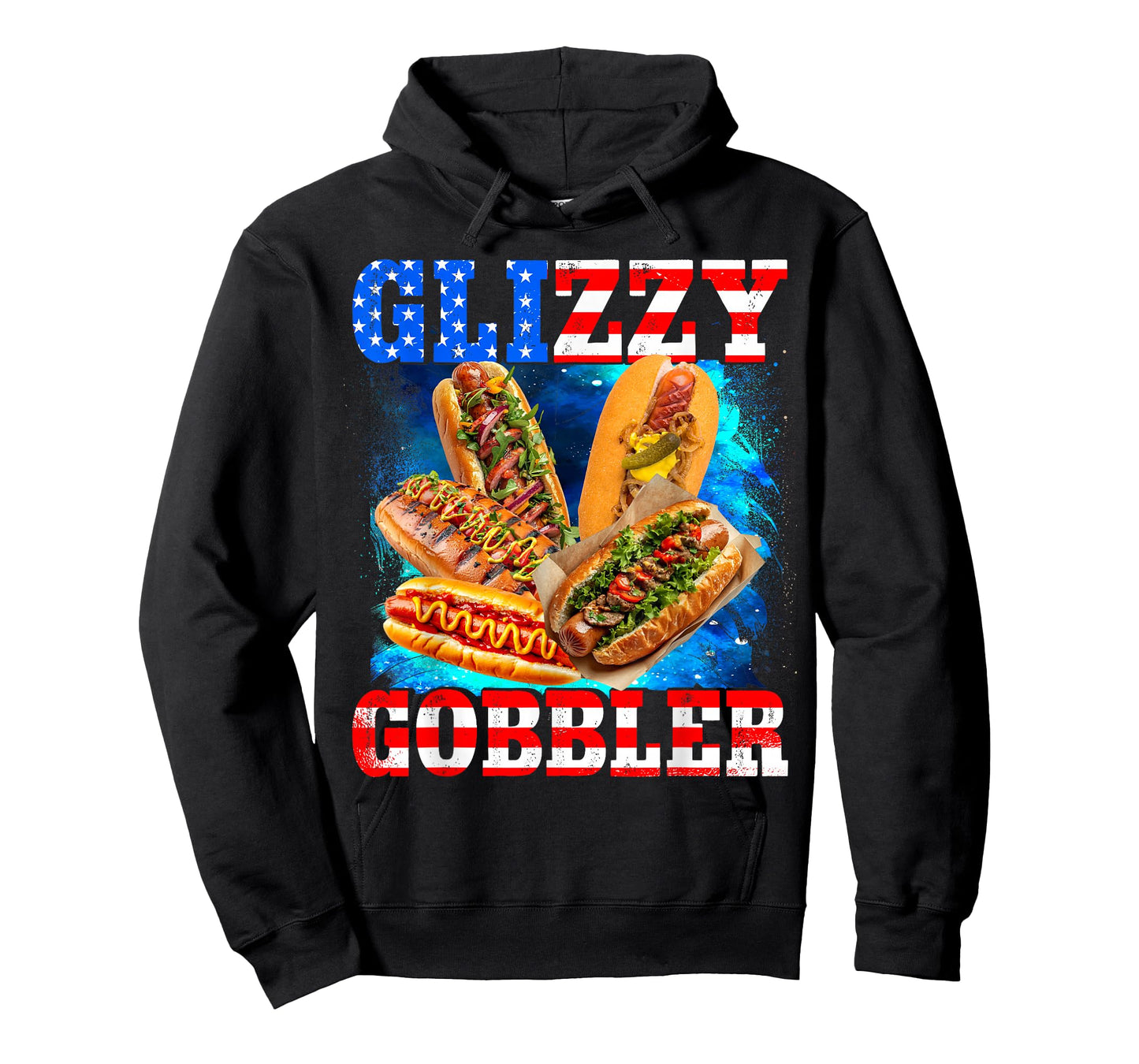 Glizzy Gobbler Funny Hotdog 4th of July BBQ Patriotic USA T-Shirt