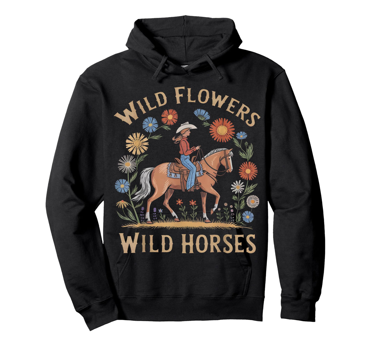 Retro Southern Sunset Wild Cowgirl Flowers - Wild T-Shirt