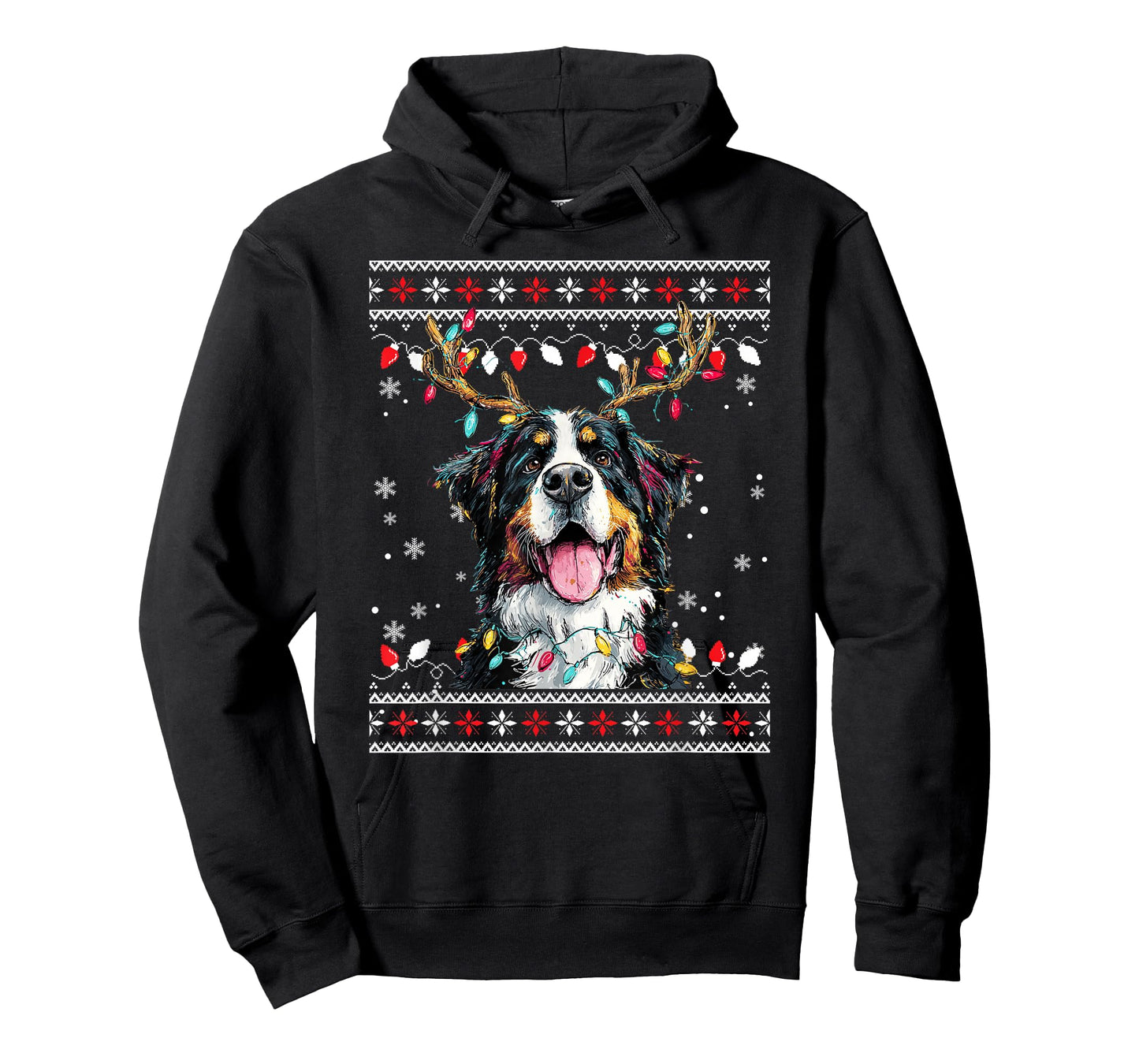 Cute Bernese Mountain Dog Christmas Reindeer Santa Hat T-Shirt
