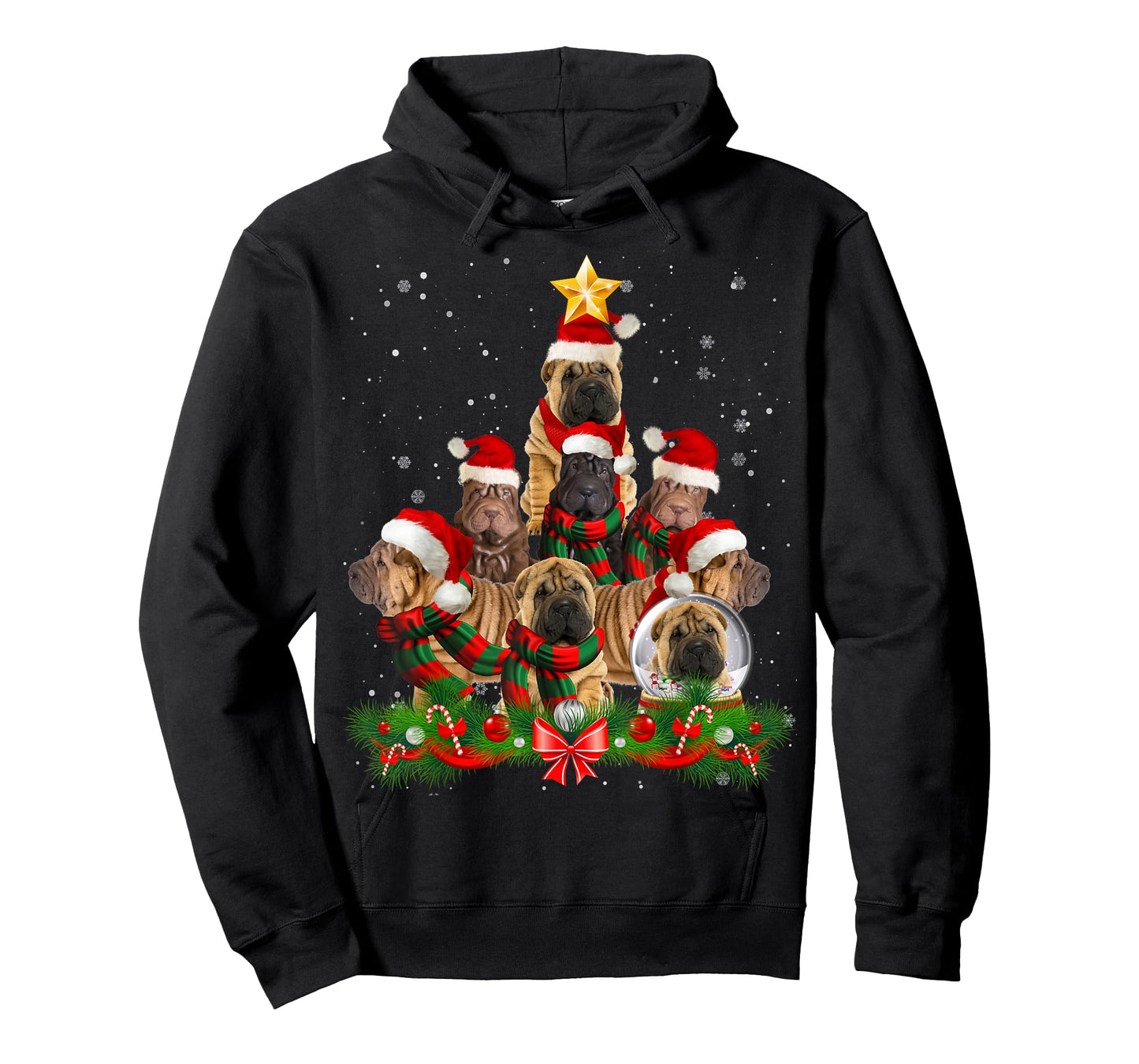 Funny Shar Pei Dog Christmas Tree T-Shirt for Men Women