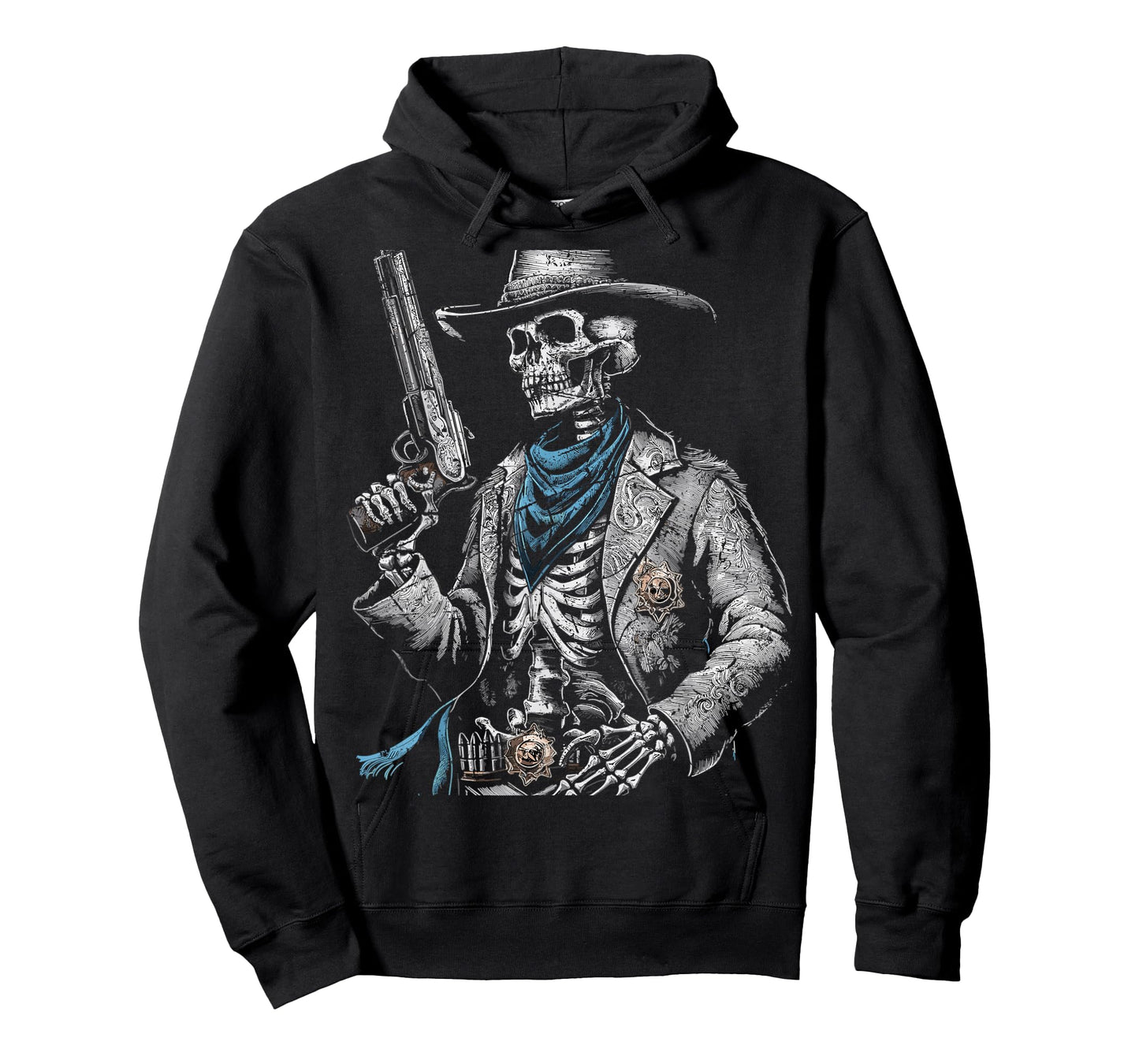 Outlaw Wild West Skeleton Cowboy Gunslinger T-Shirt