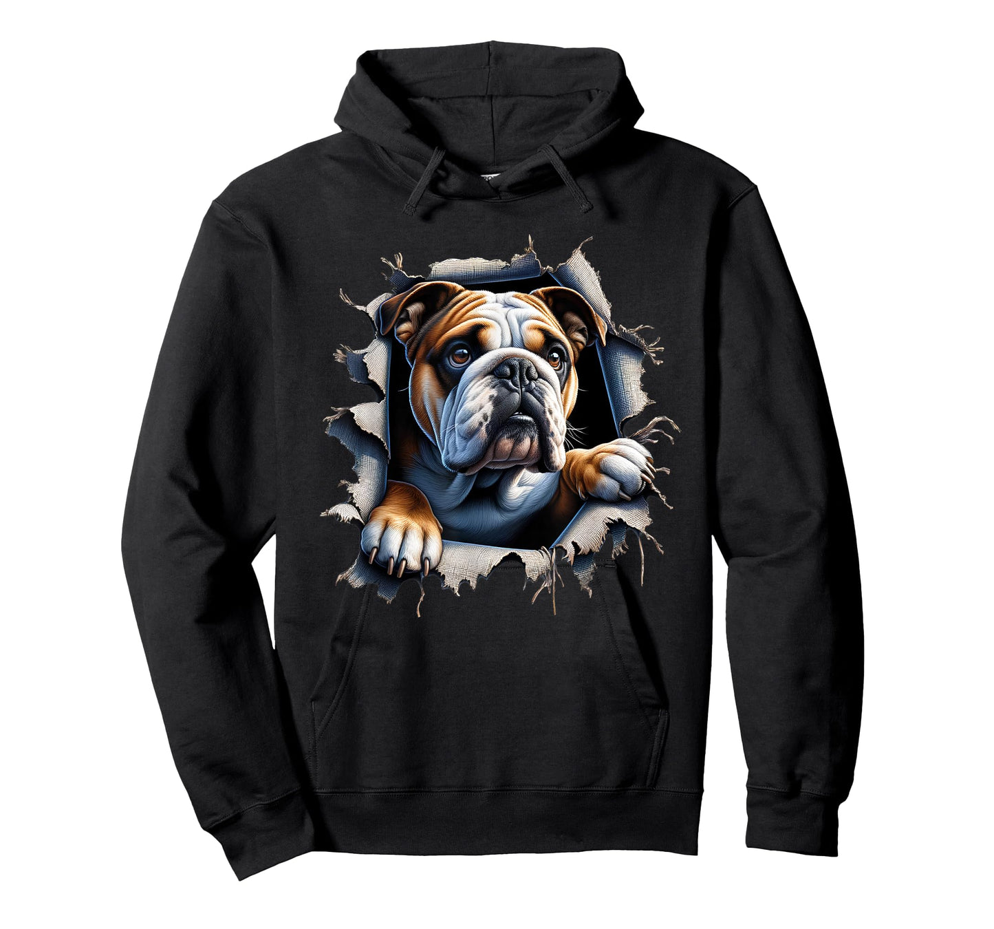 Bulldog Tearing Out Ripping Through Clothes Torn Cloth T-Shirt