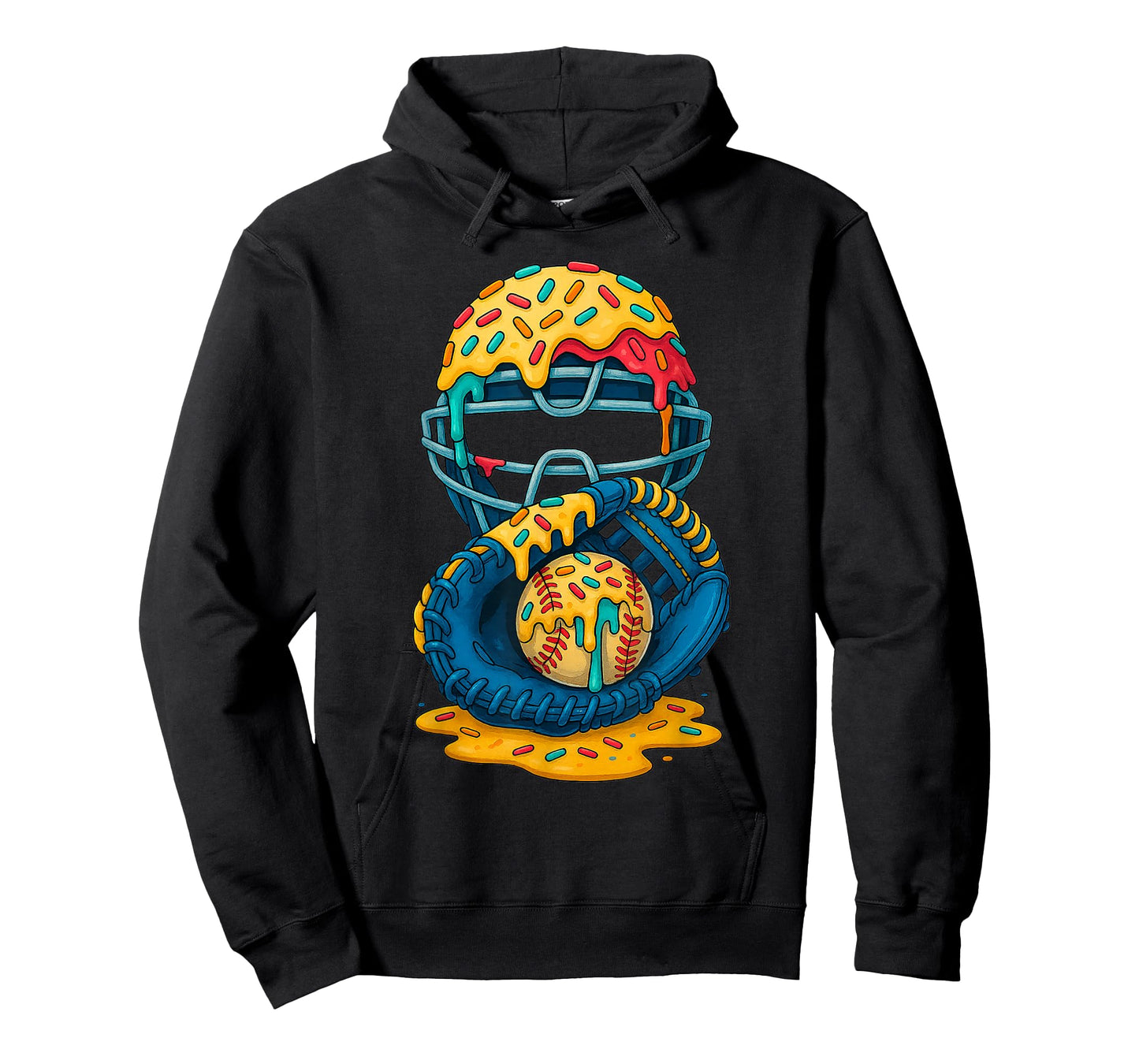 Baseball Catcher Mask Drip Icecream Sprinkles Baseball Glove T-Shirt
