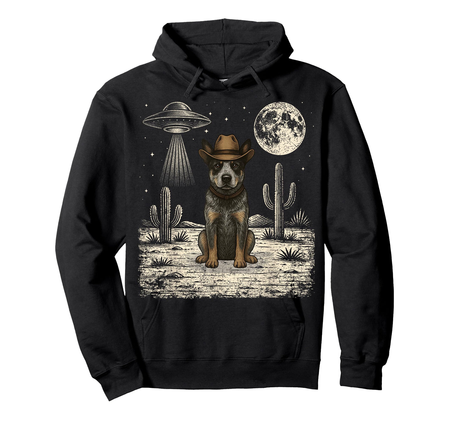 Funny Blue Heeler Cowboy Western Dog UFO T-Shirt