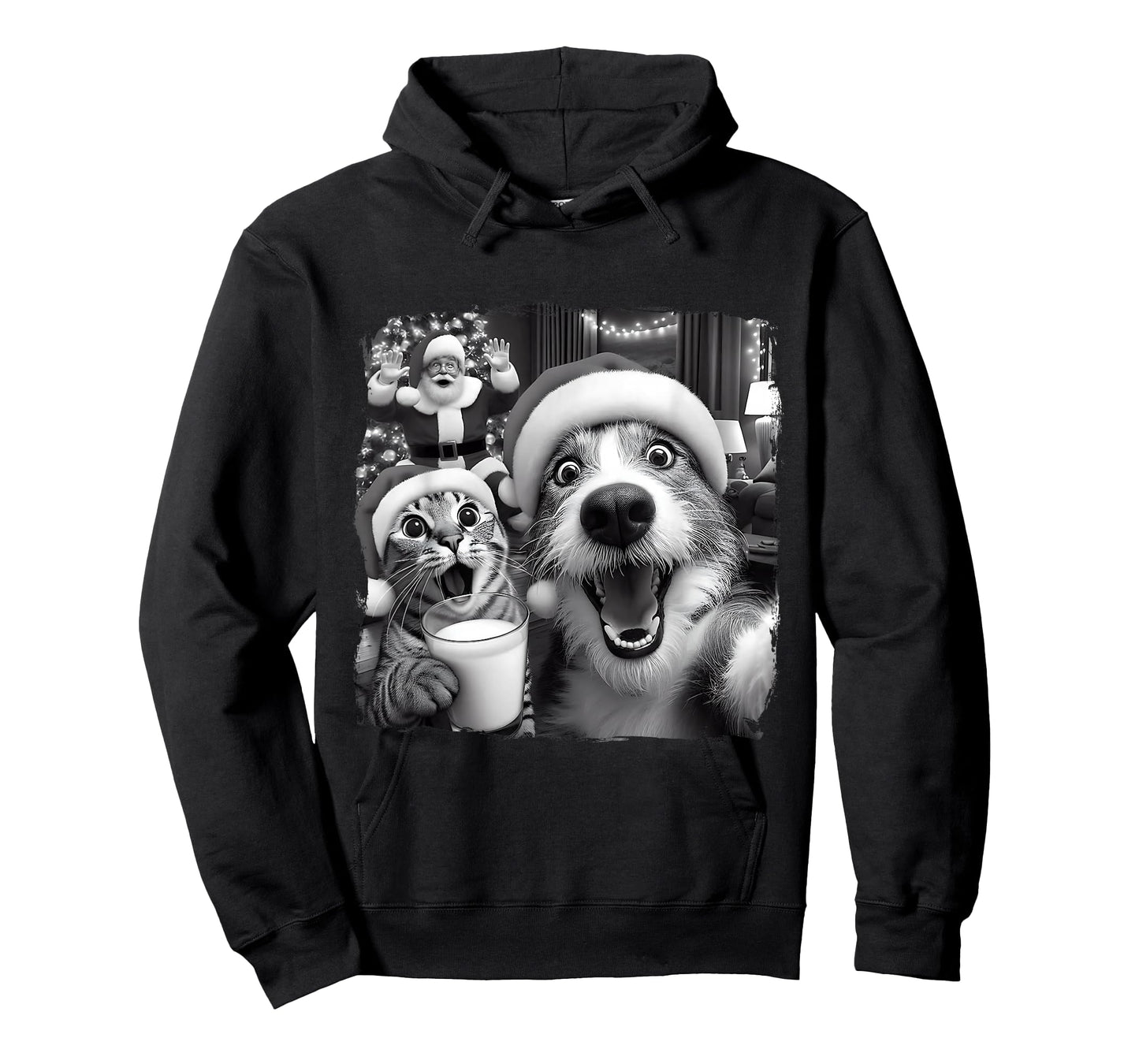 Santa Christmas Funny Cat Taking Selfie Racoon Xmas Holiday T-Shirt