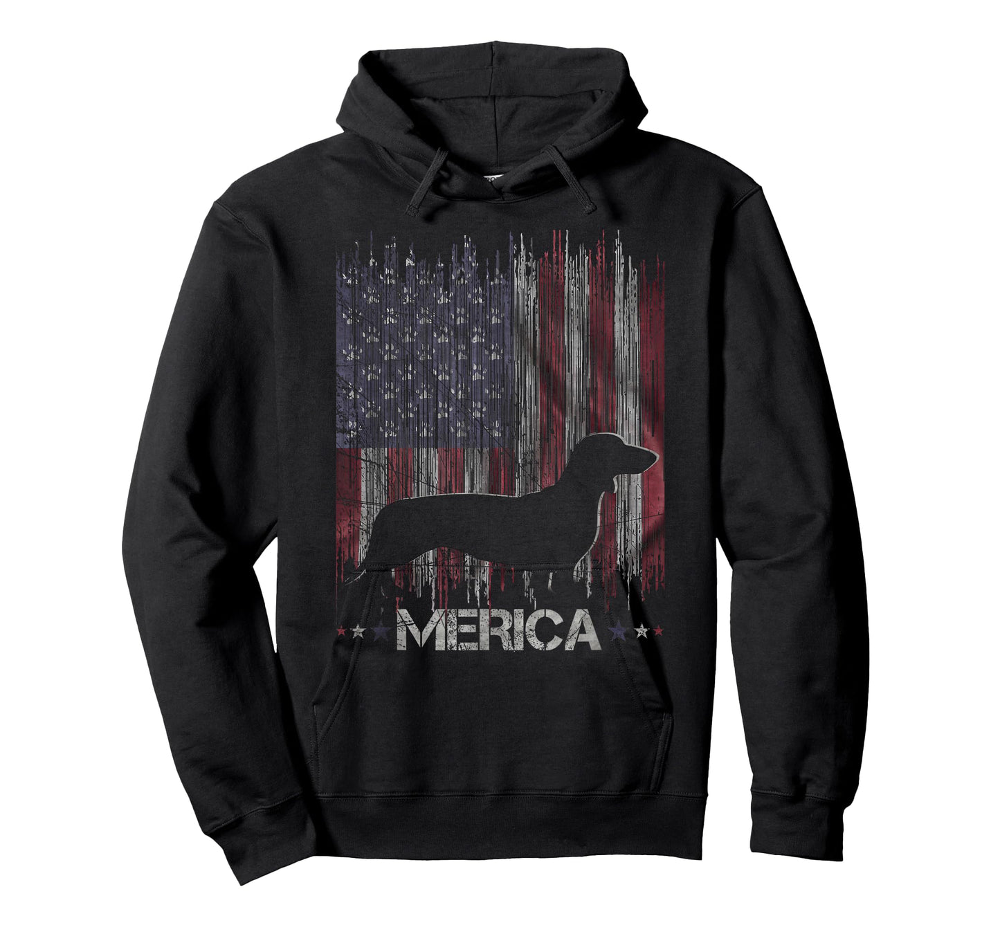 Vintage Dachshund Dog, Merica Weiner Dog USA Flag T-Shirt