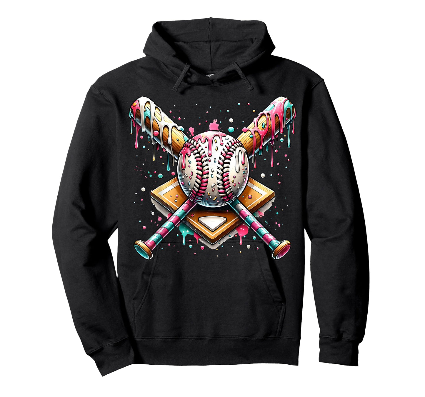 Baseball Home Plate Ice Cream Drip Baseball with Sprinkles T-Shirt