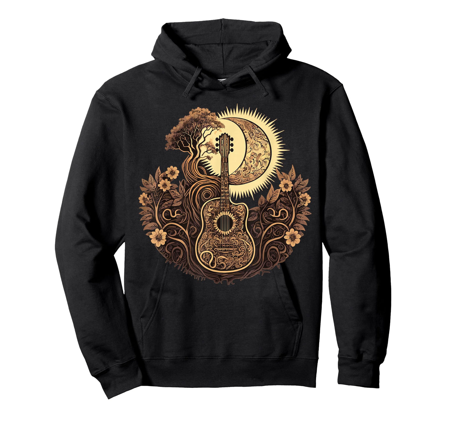 Acoustic Guitar Tree With Moon Guitarist T-Shirt T-Shirt