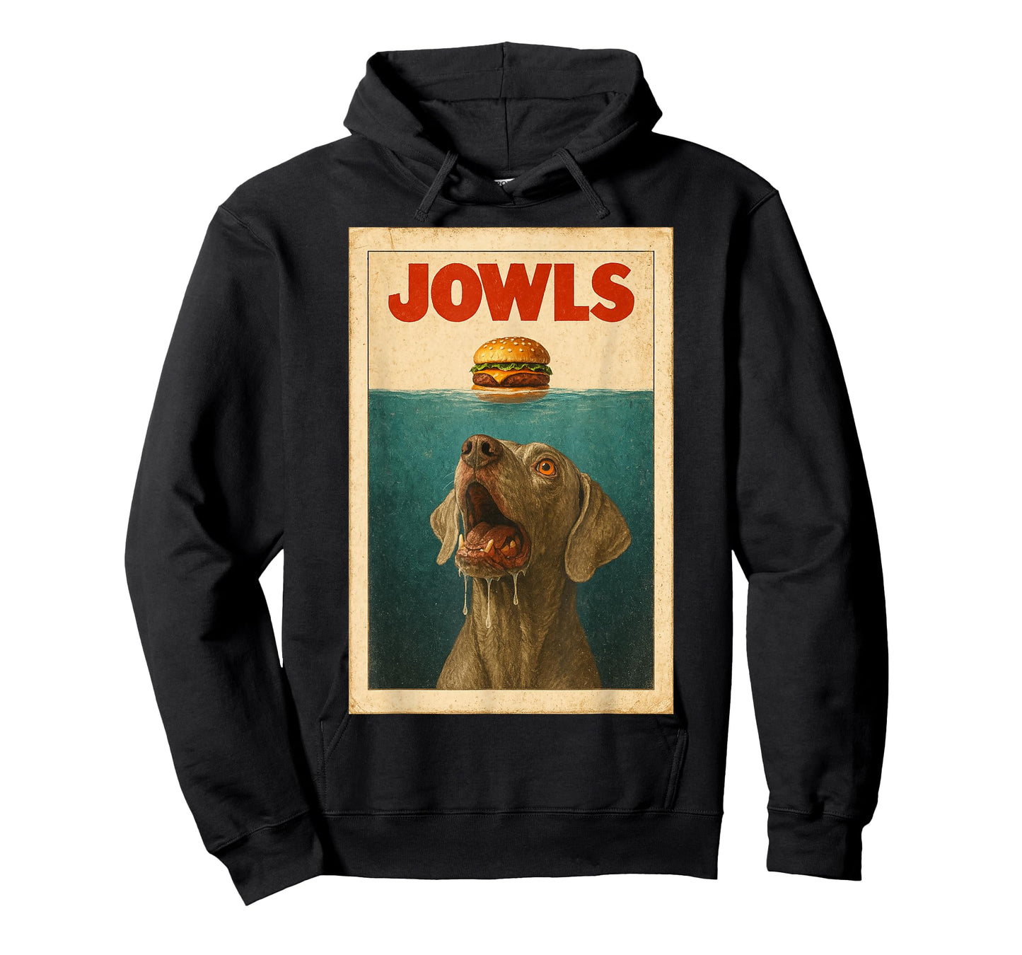Funny Weimaraner Jowls Dog Burger Design T-Shirt
