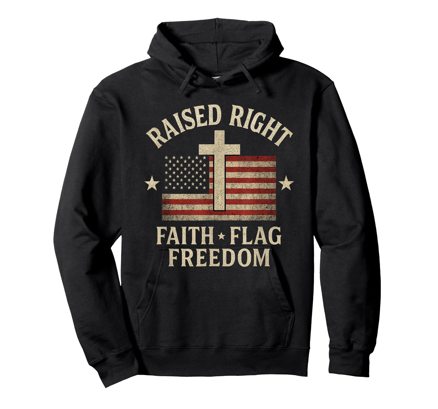 Raised Right Faith Flag Freedom USA Vintage T-Shirt