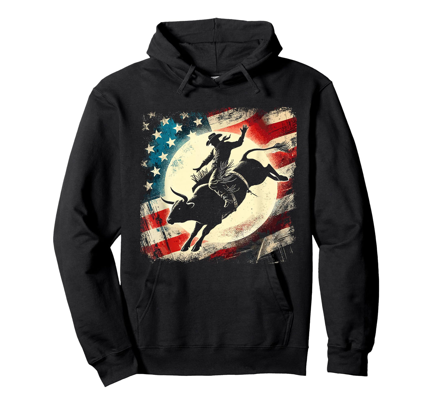 Bull Riding & Rodeo Bull Rider, Cowboy, Western & USA Flag T-Shirt