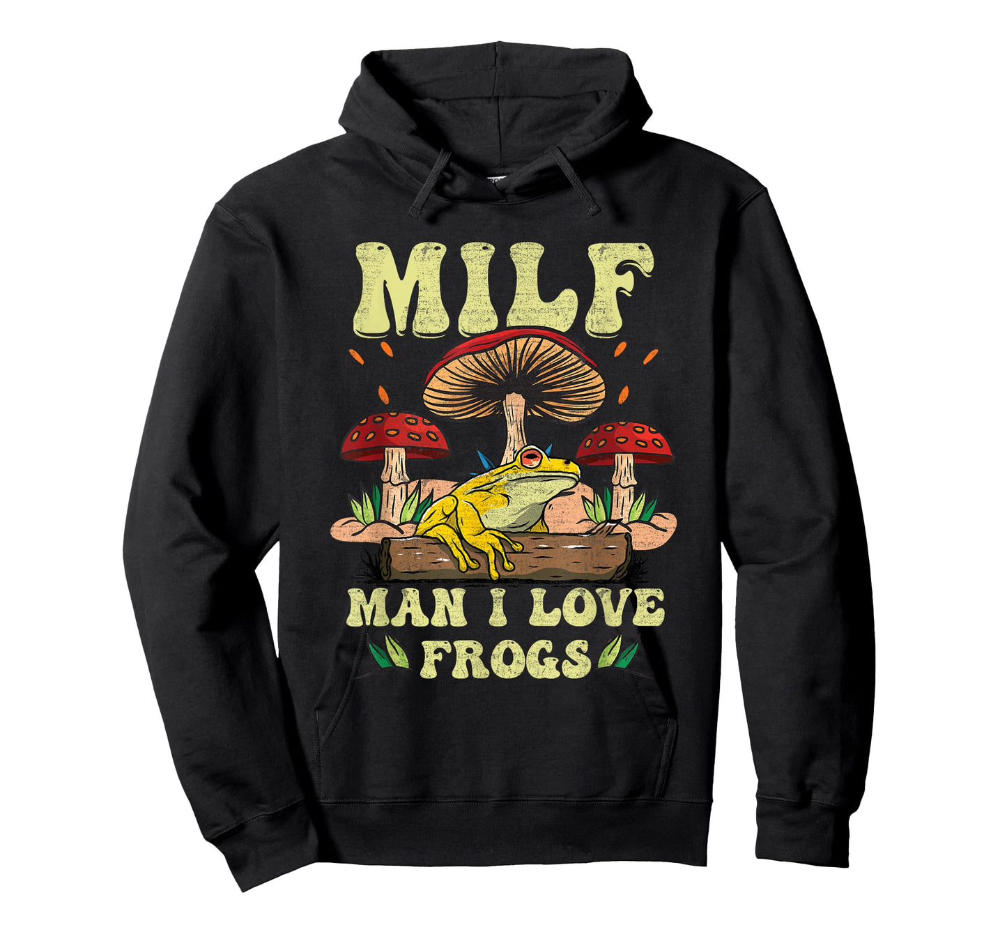 M I L F Man I Love Frogs Vintage Frog And Fungi Mushroom T-Shirt