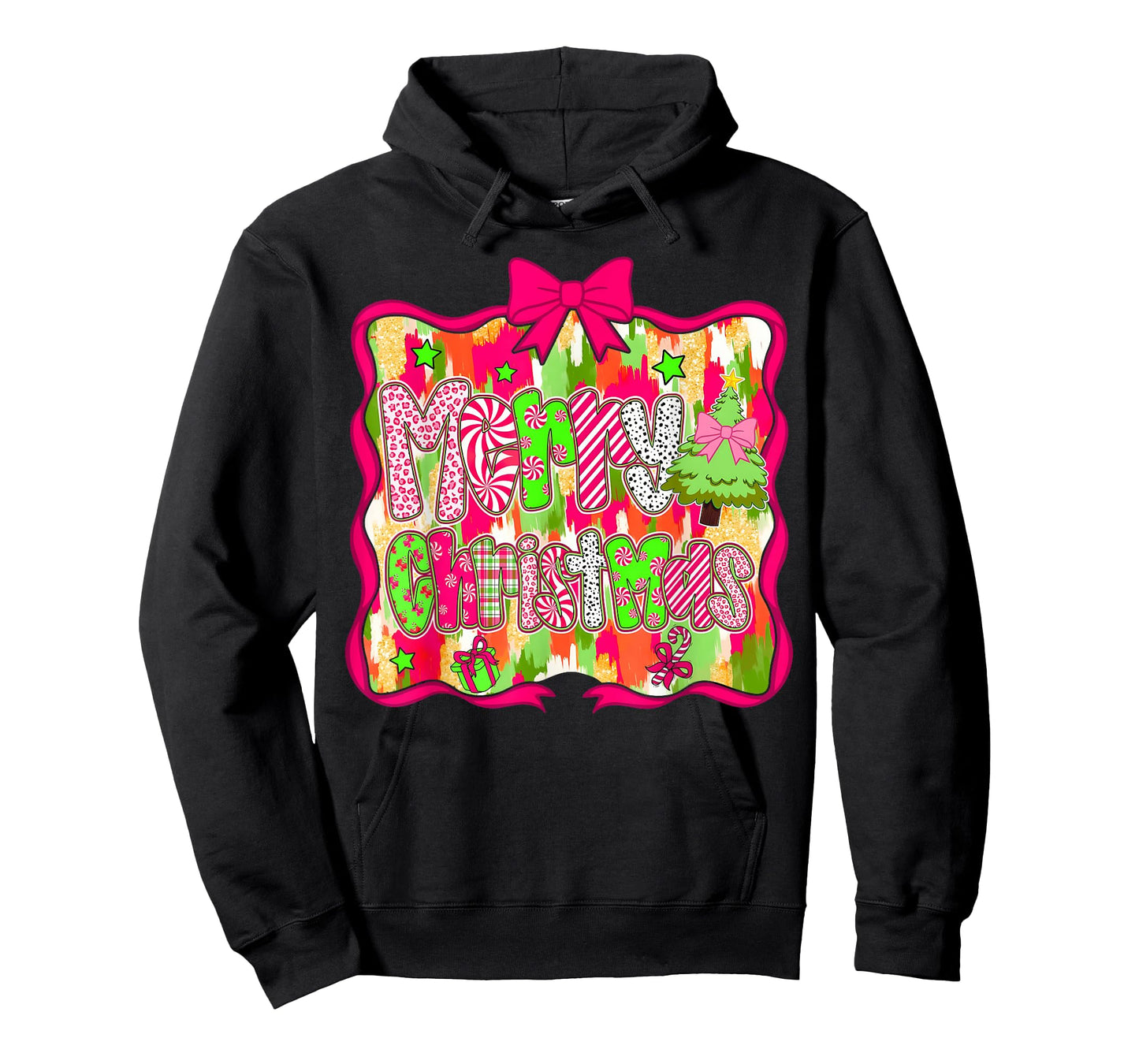 Merry Christmas Candy Coquette Bow Xmas Tree Family Girly T-Shirt