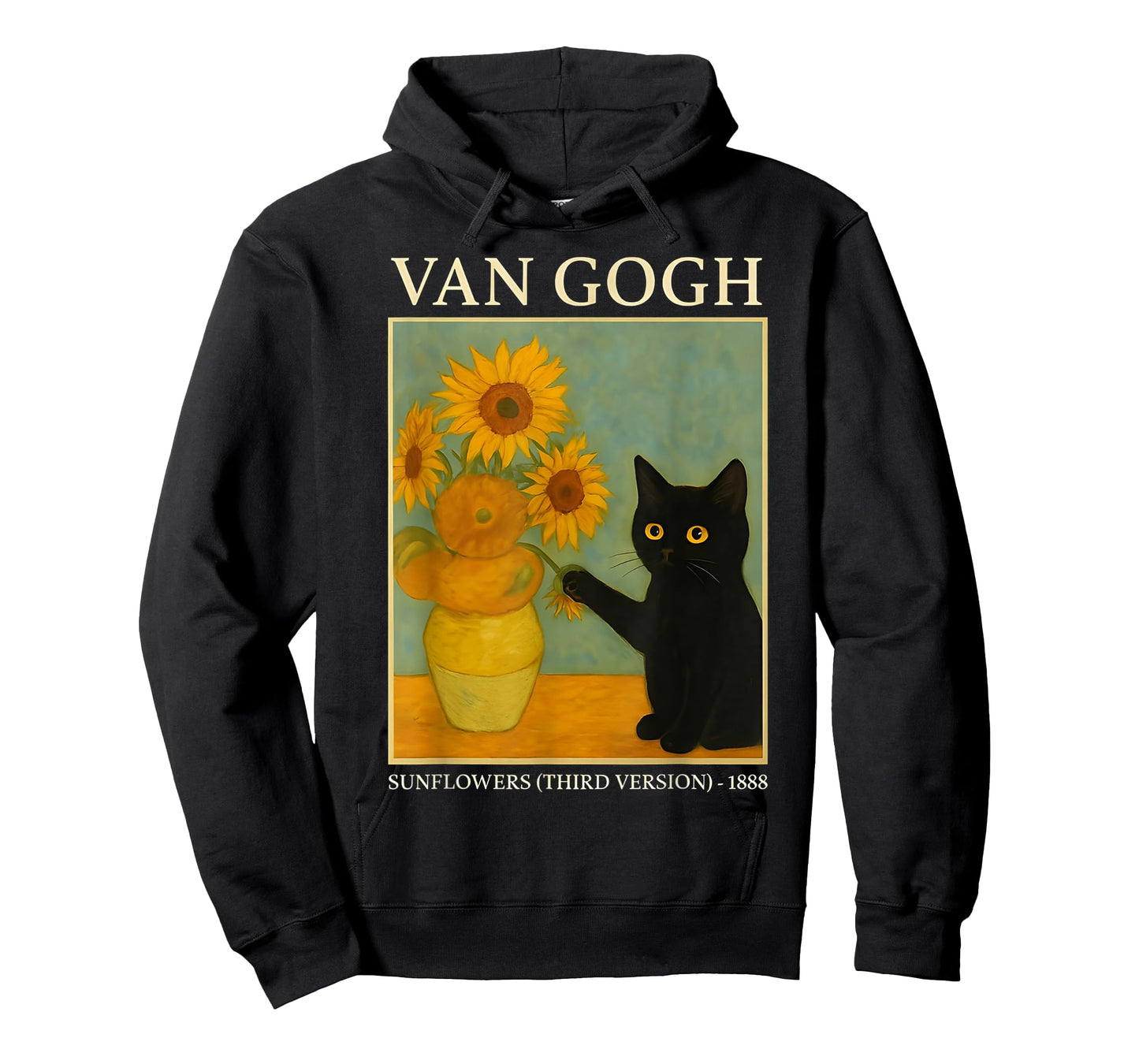 Funny Black Cat with Sunflowers Style T-Shirt