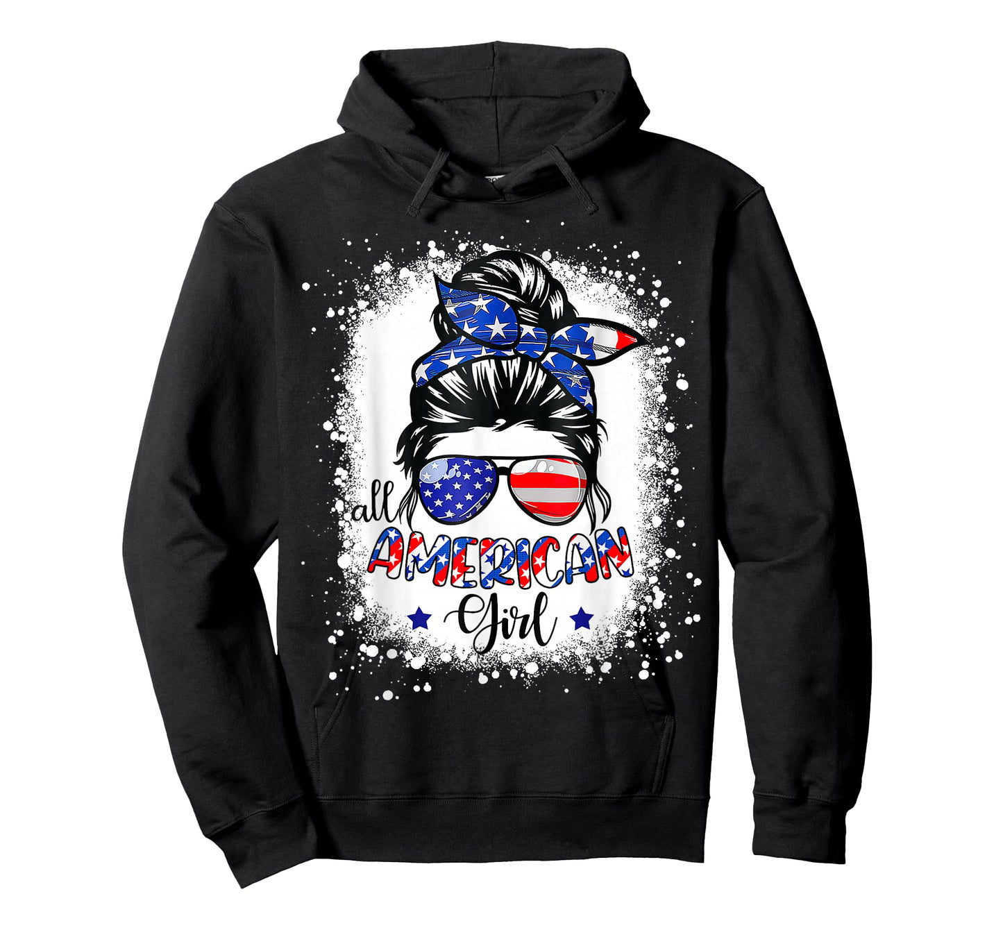 All American Girl Shirt USA Flag 4th July Women Kid Bleached T-Shirt