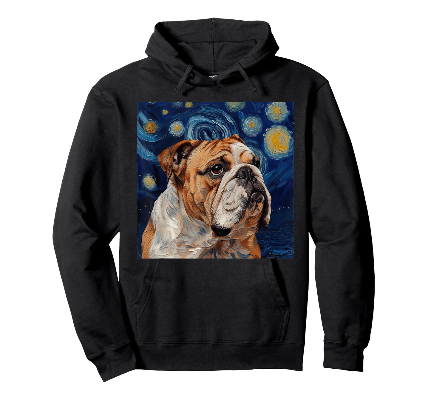 Bulldog Dog Van Gogh Style Starry Night T-Shirt