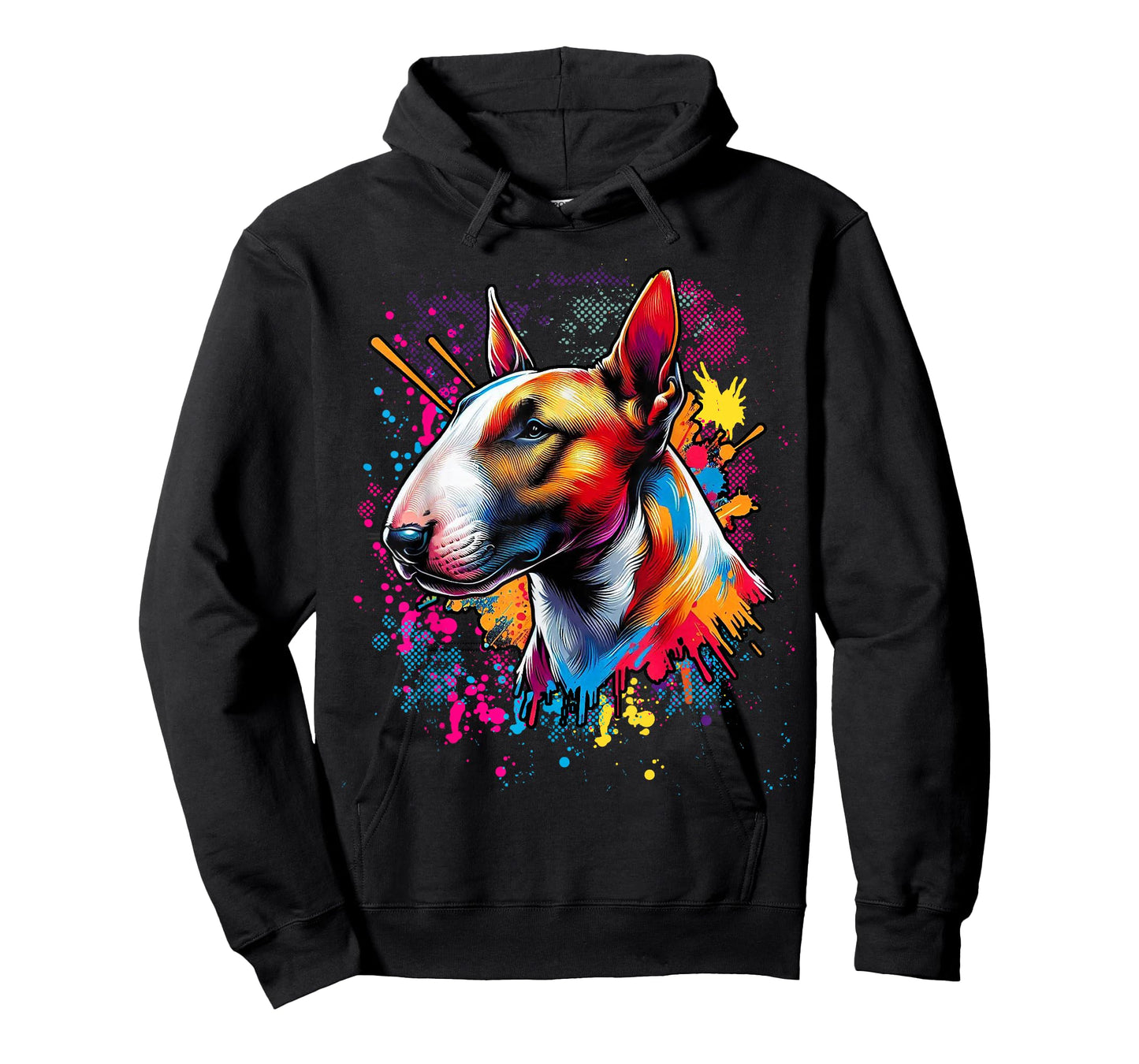 Bull Terrier Lovers Designs Unisex-Adults Bull Terrier Lovers Pop Art Funny Bull Terrier T-Shirt - Black - Small - Short Sleeve - Classic Fit - Pop Art Graphic T-Shirt