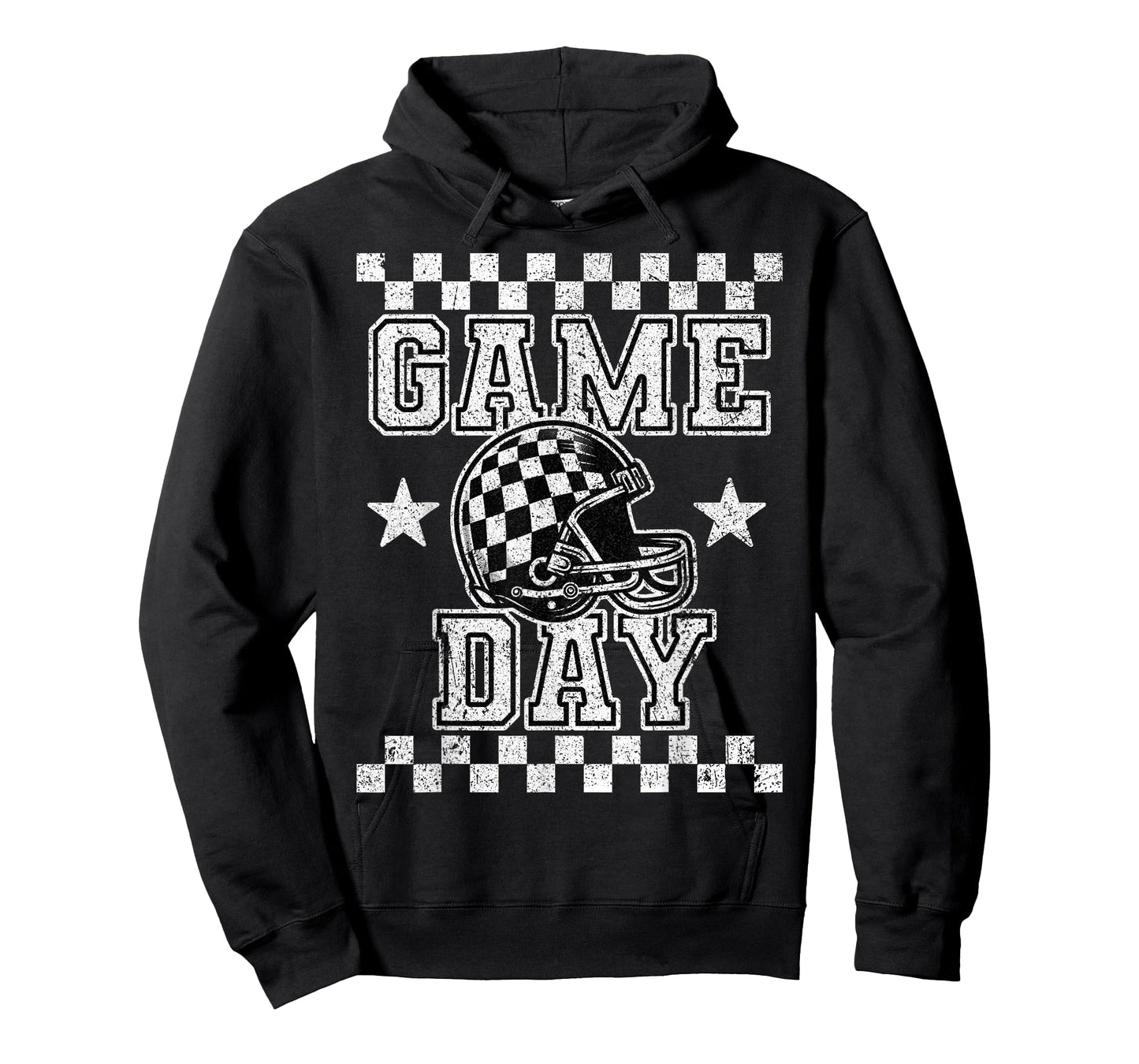Retro Croquette Black White Checkered Football Game Day T-Shirt