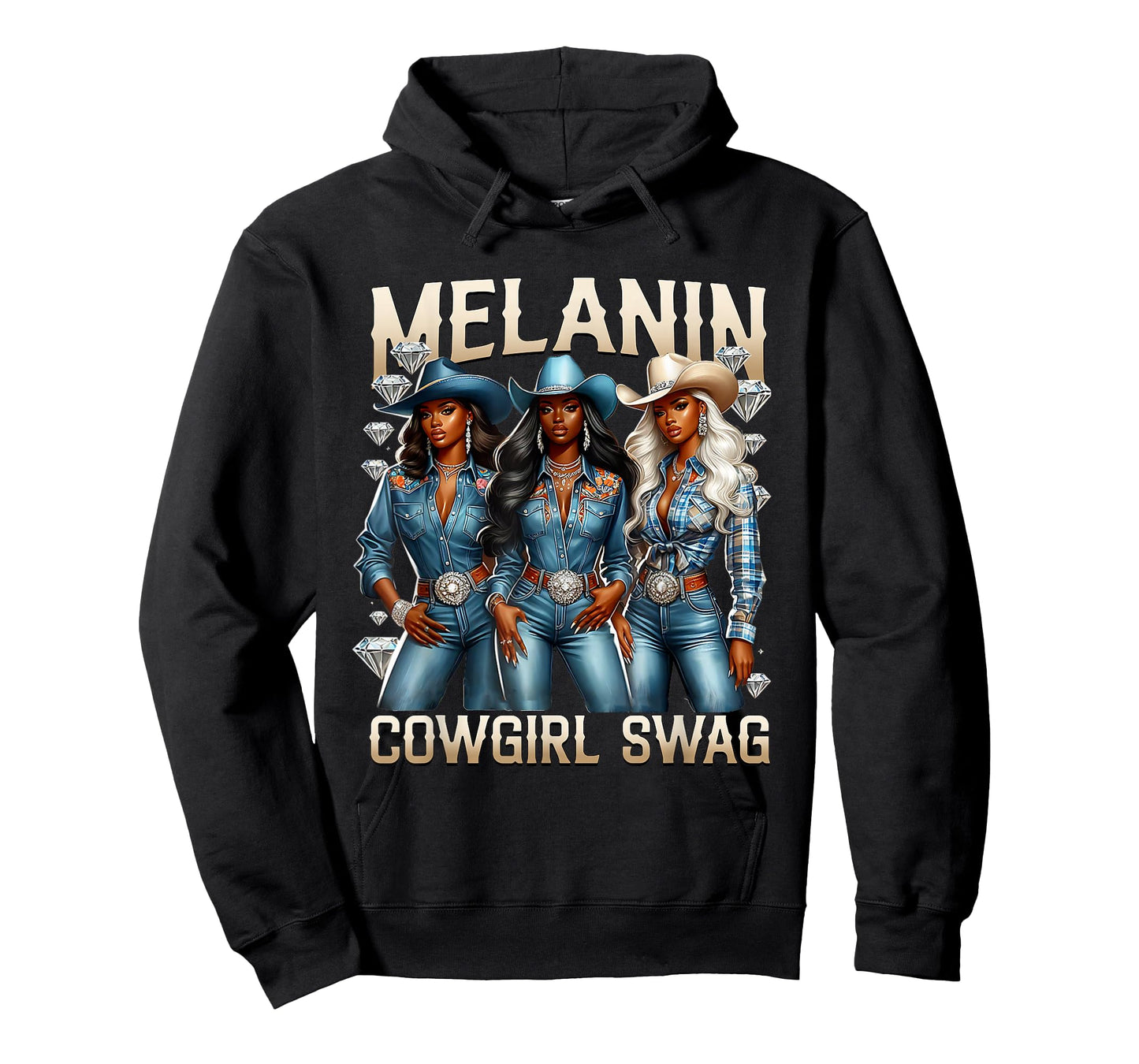Black Cowgirl Swag Western Rodeo Melanin Denims and Diamond T-Shirt