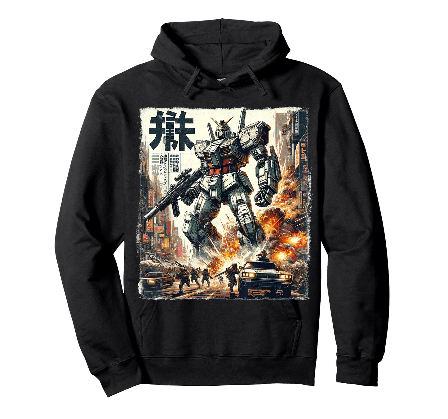 Mech Assault Futuristic Urban Warfare Japanese Battle Art T-Shirt