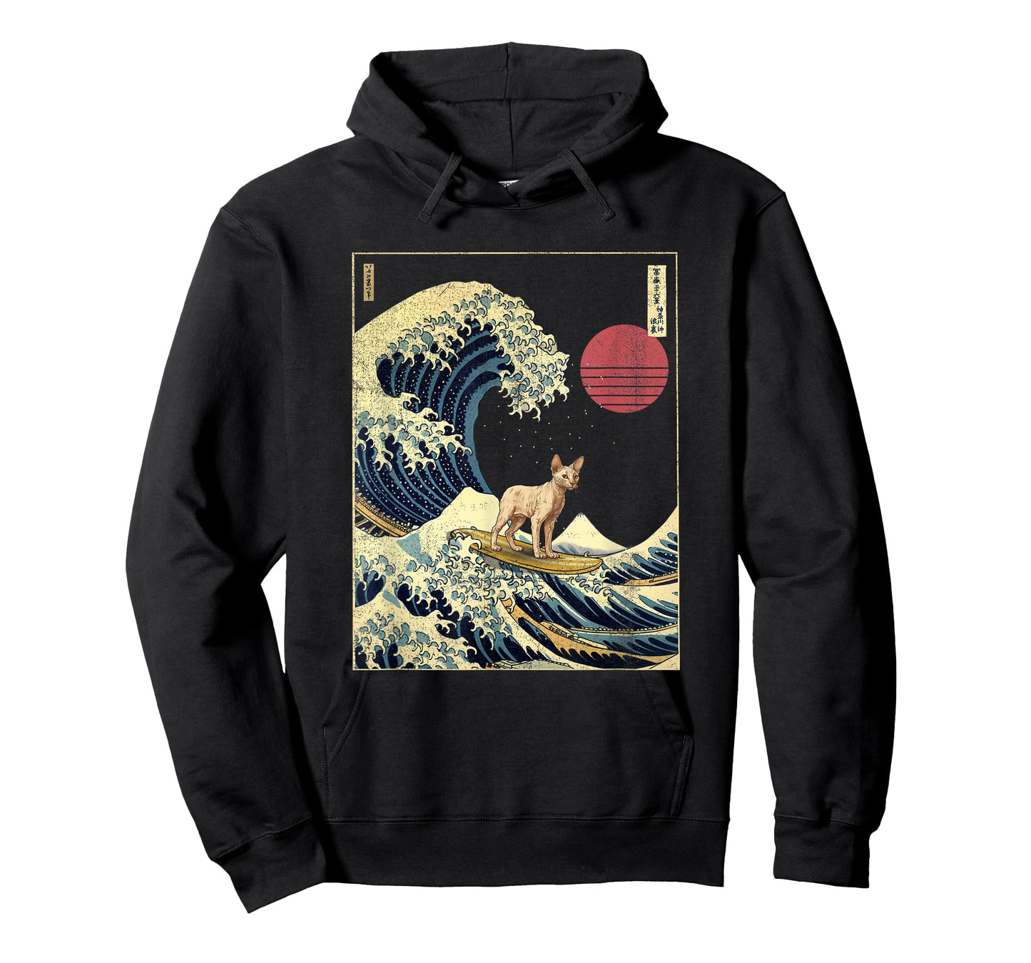 Cornish Rex Cat Kanagawa Wave Funny Surf Animal T-Shirt