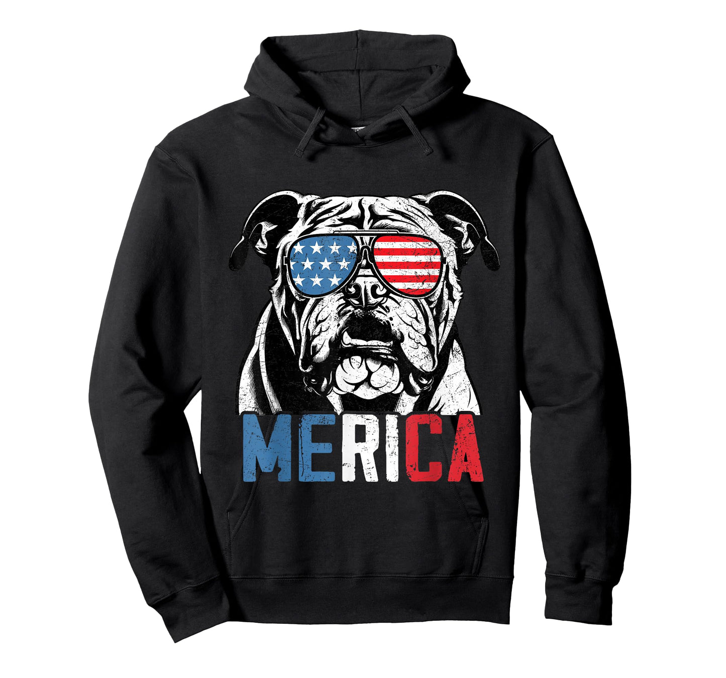Patriotic English Bulldog Dog Merica 4th Of July Funny T-Shirt