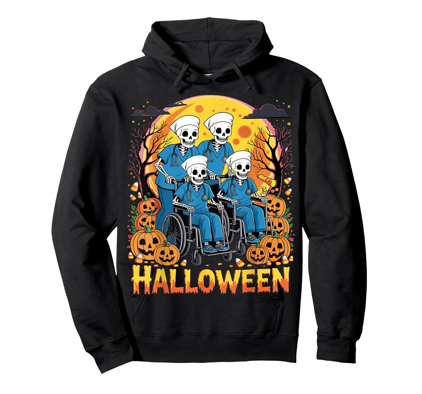 Nurse Skeletons Halloween Healthcare CNA Medical Crew T-Shirt