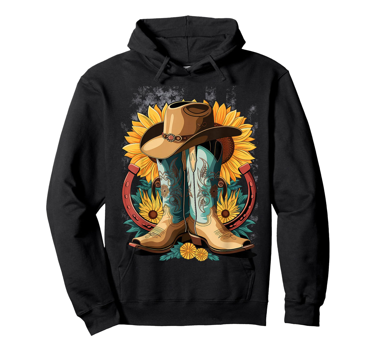 Western Cowboy Boot Horseshoe Sunflower Rope Cowgirl Country T-Shirt