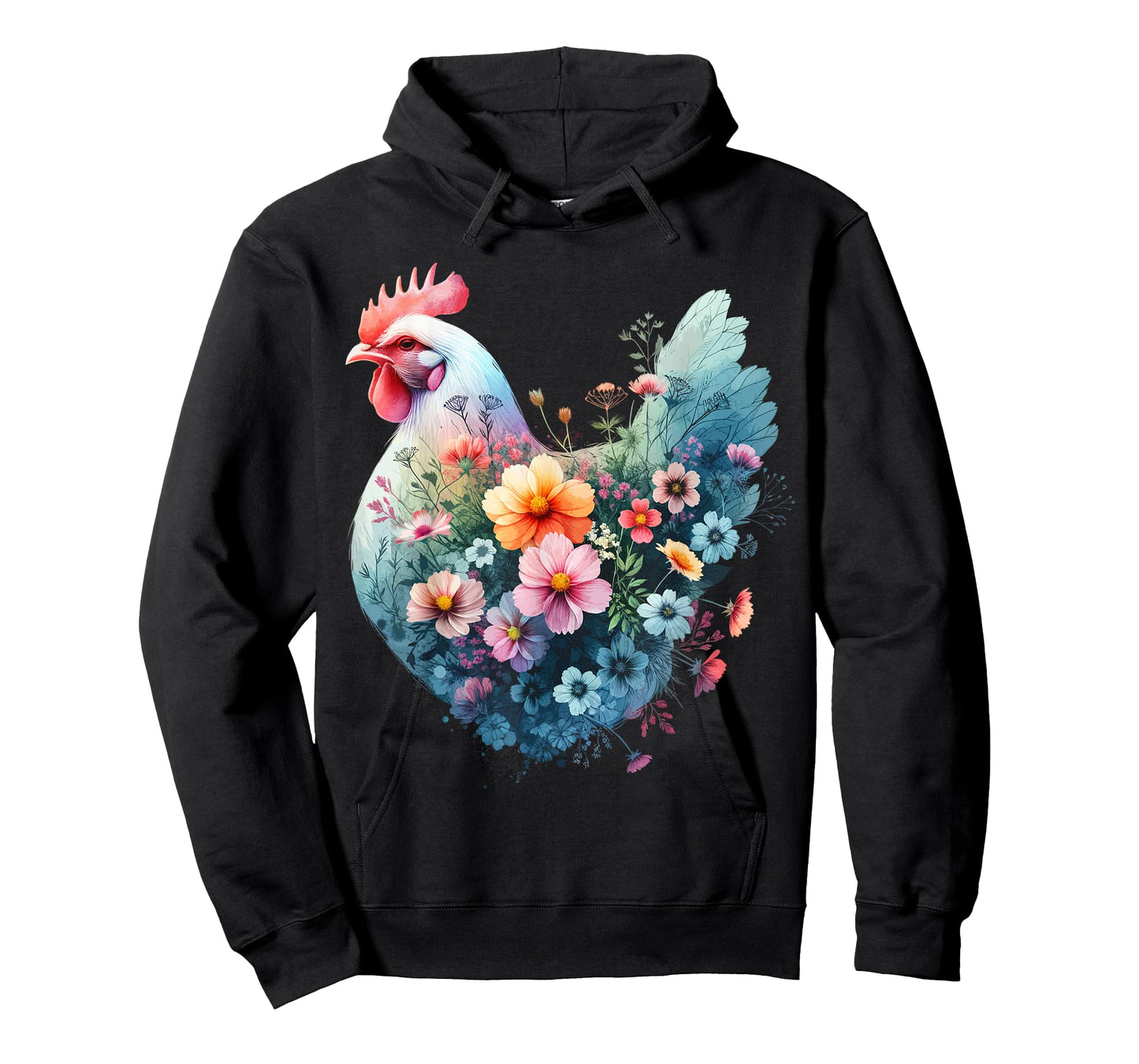 Chicken Floral Art Graphic Women Farm Chicken Lover Colorful T-Shirt